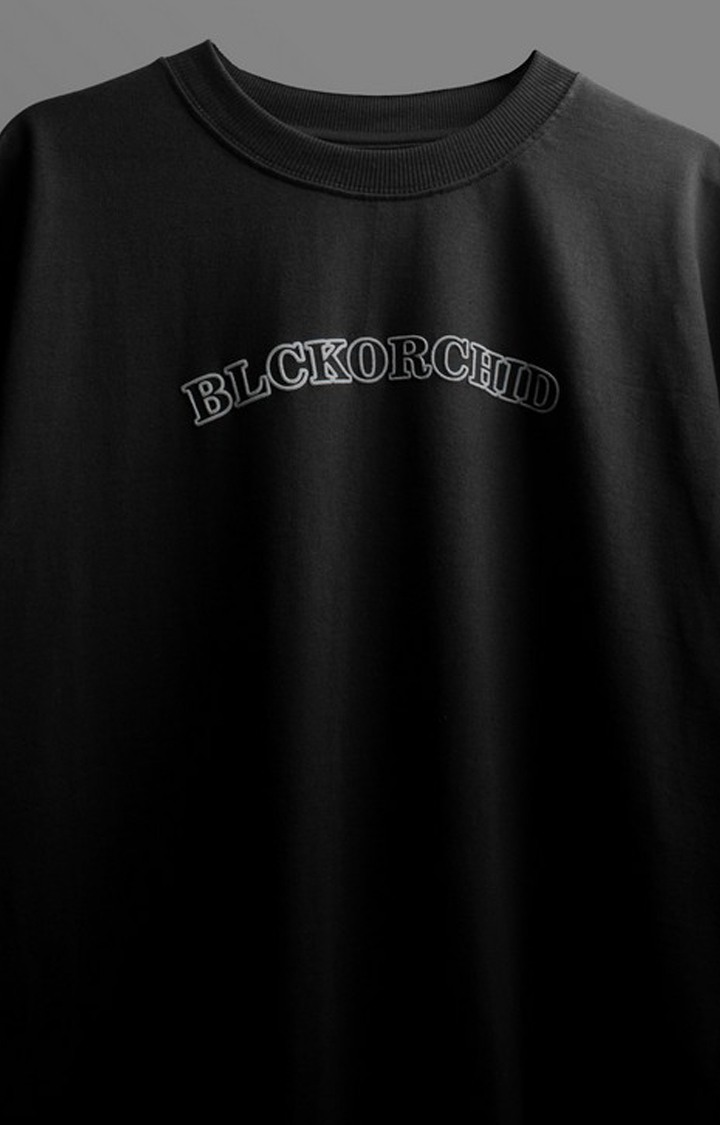 Unisex Paradise Black Cotton Printed Oversized T-Shirt
