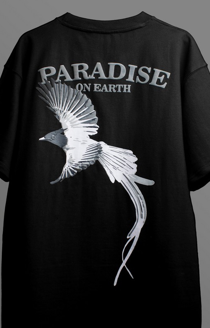 Blckorchid | Unisex Paradise Black Cotton Printed Oversized T-Shirt