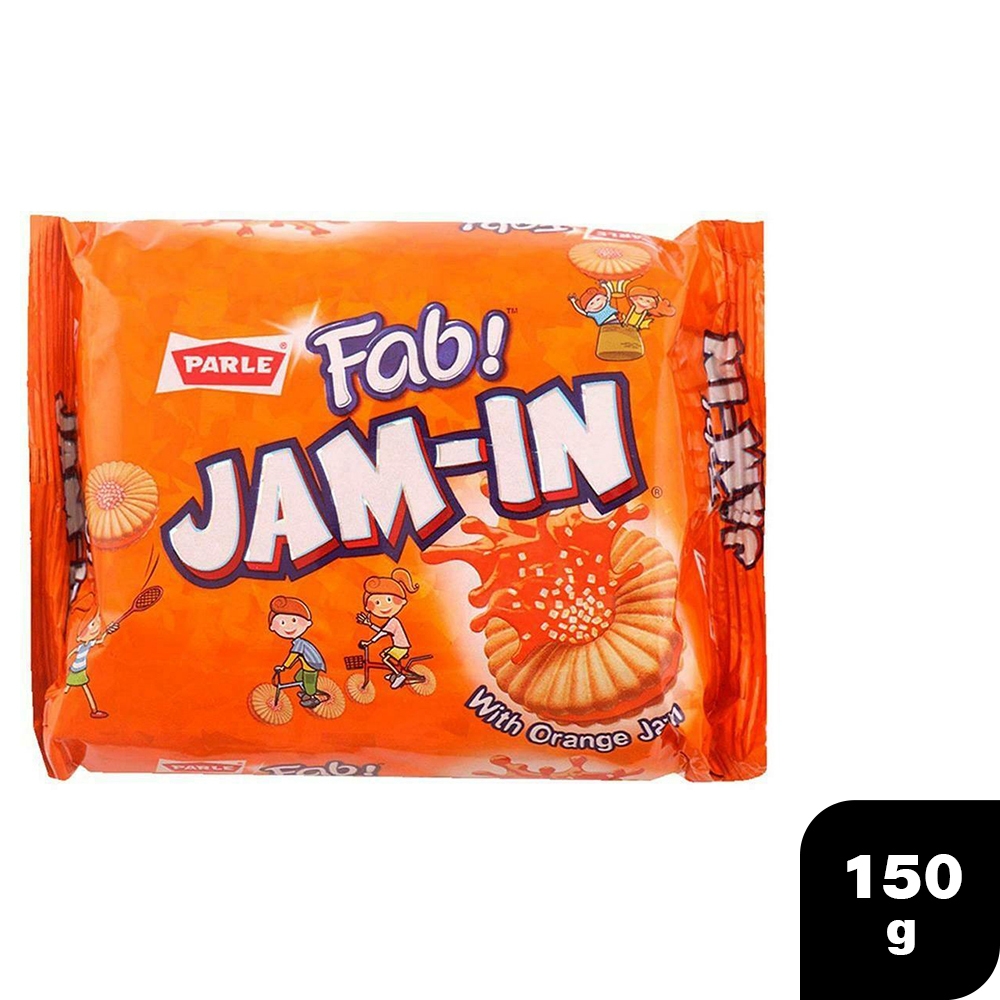 Parle Fab Jam In Orange Cream Biscuits 150 G