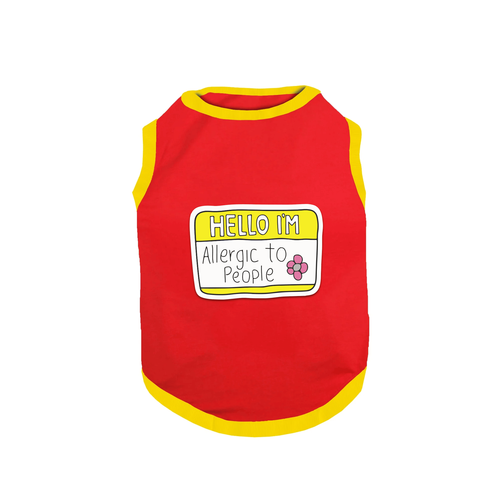 PawsIndia Ribbed Sleeves Printed Dog T-Shirt - Hello I'm Allergic to People (Red)