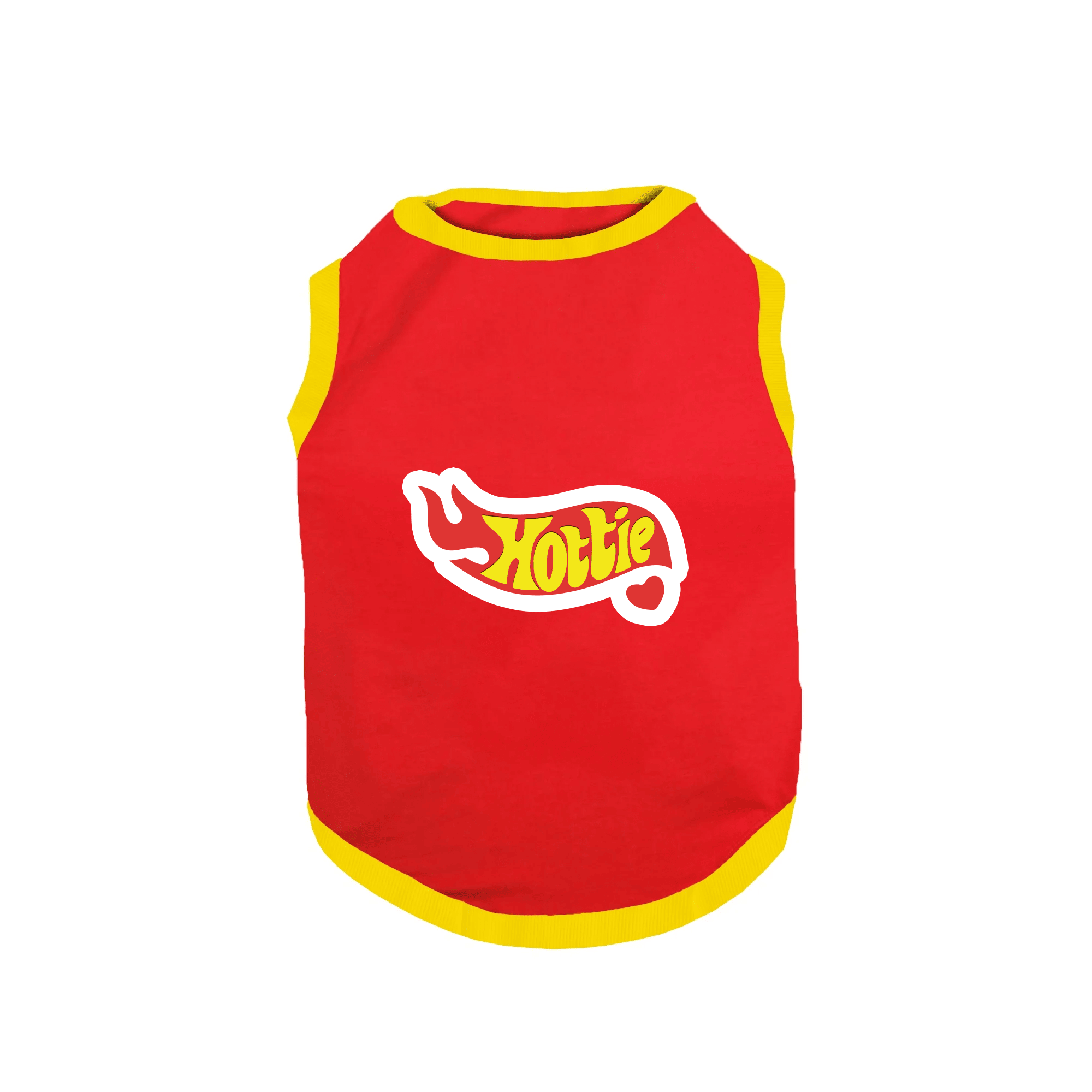PawsIndia Ribbed Sleeves Printed Dog T-Shirt - Hottie (Red)
