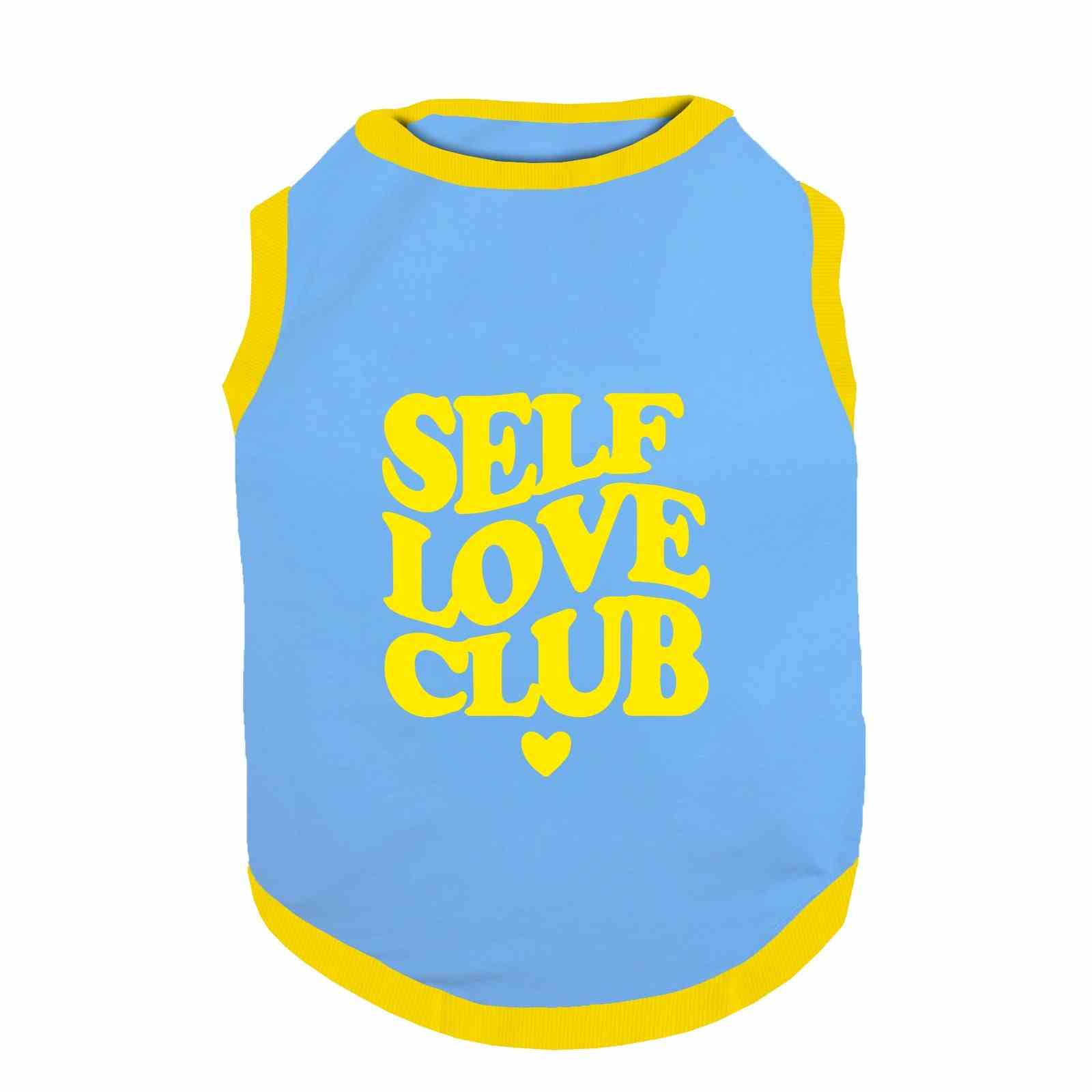 PawsIndia Ribbed Sleeves Printed Dog T-Shirt - Self Love Club (Blue)