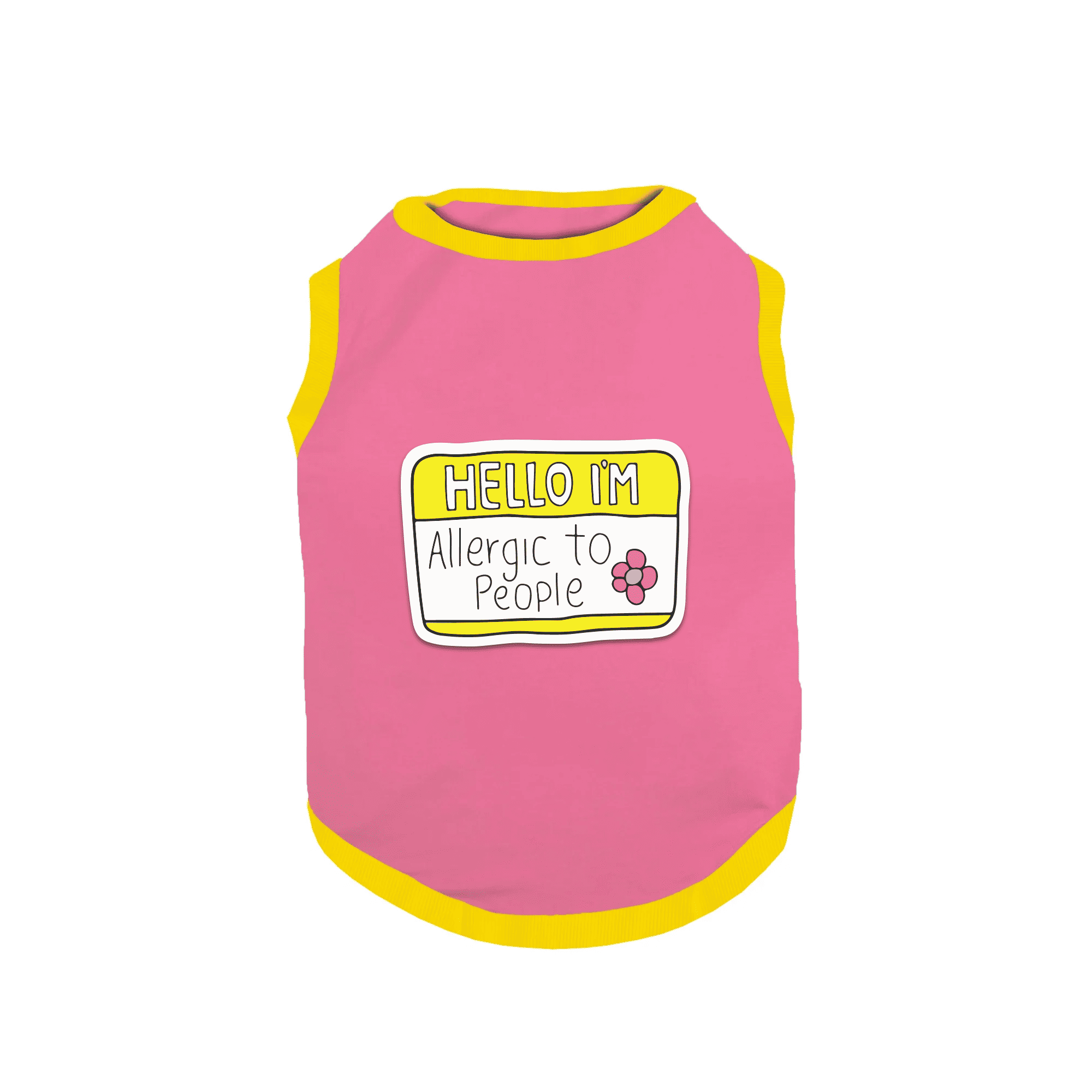 PawsIndia Ribbed Sleeves Printed Dog T-Shirt - Hello I'm Allergic to People (Pink)