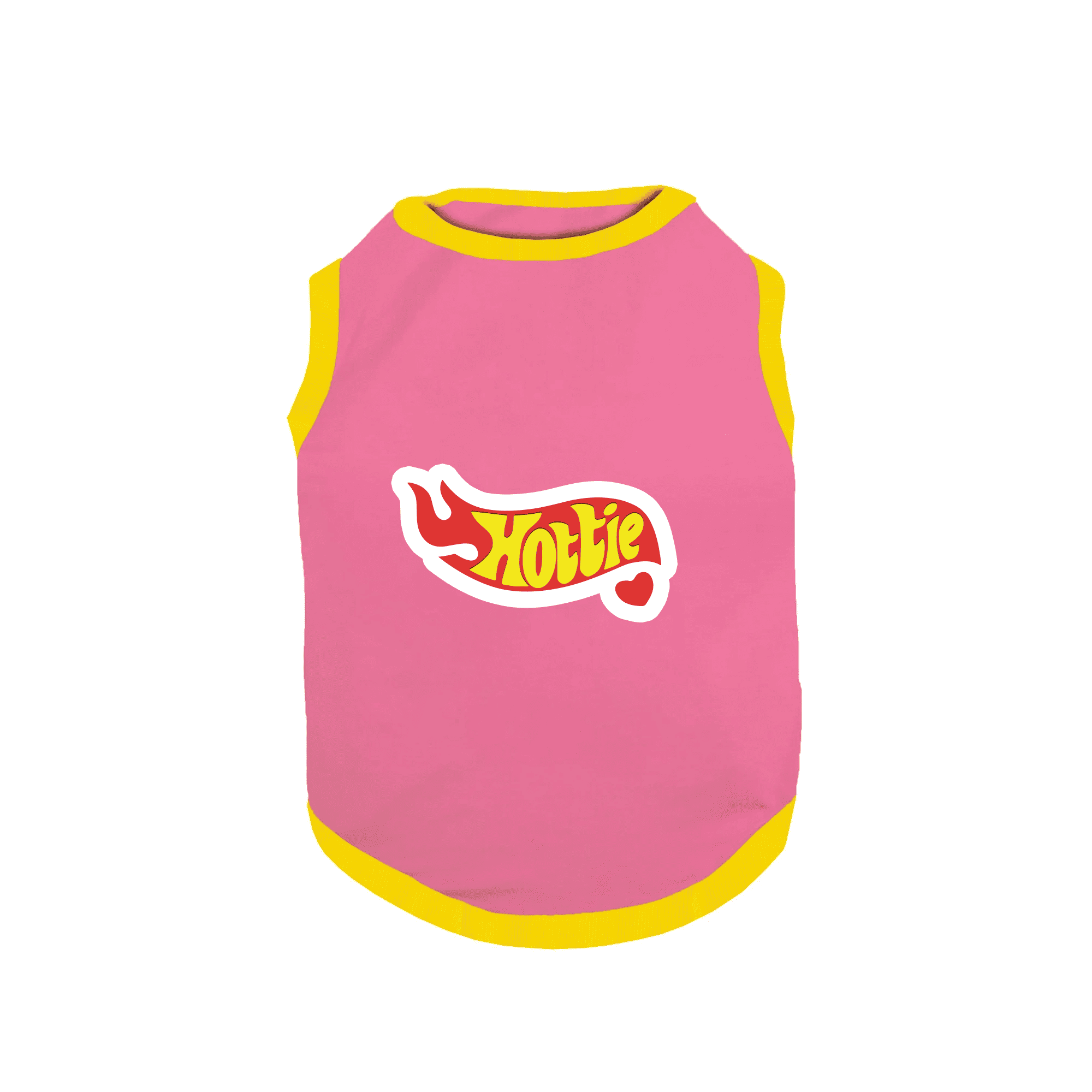 PawsIndia Ribbed Sleeves Printed Dog T-Shirt - Hottie (Pink)