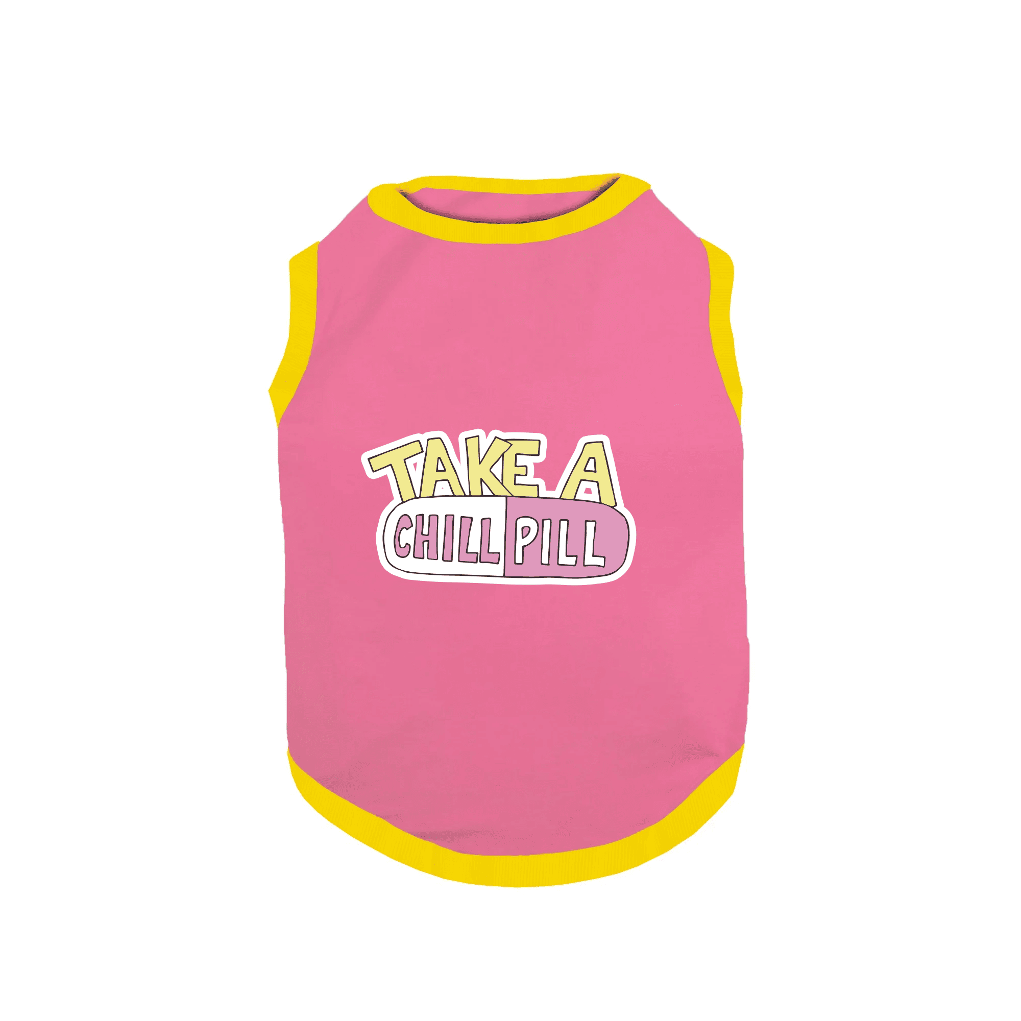 PawsIndia Ribbed Sleeves Printed Dog T-Shirt - Take A Chill Pill (Pink)