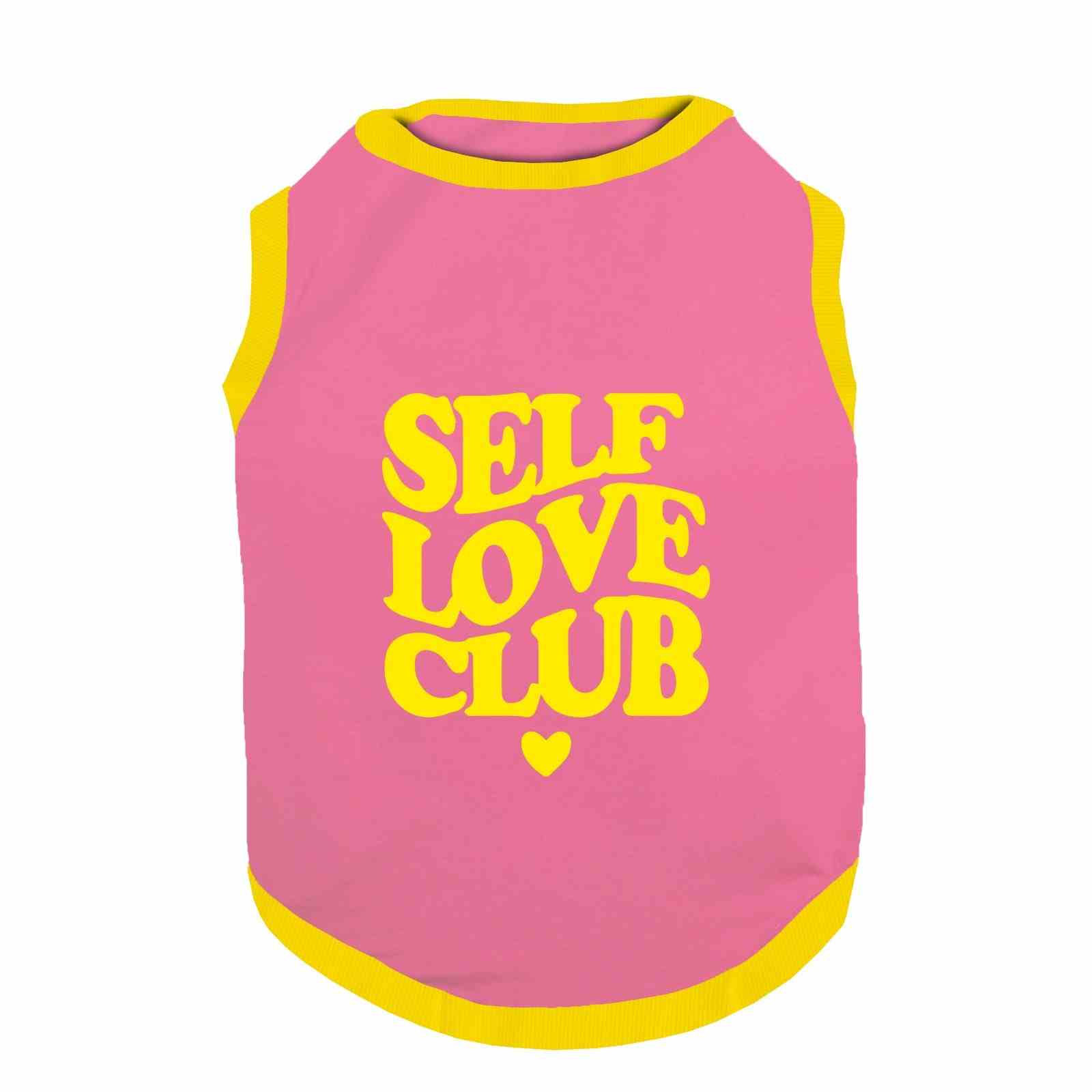 PawsIndia Ribbed Sleeves Printed Cat T-Shirt - Self Love Club (Pink)