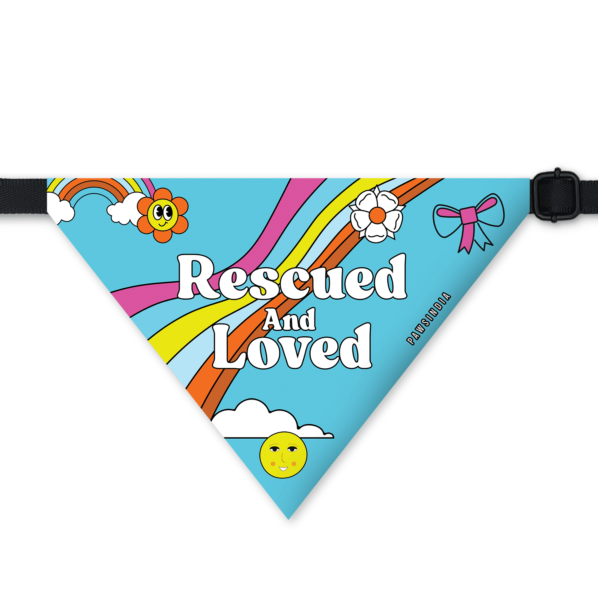 PawsIndia Pet Bandana - Rescued & Loved