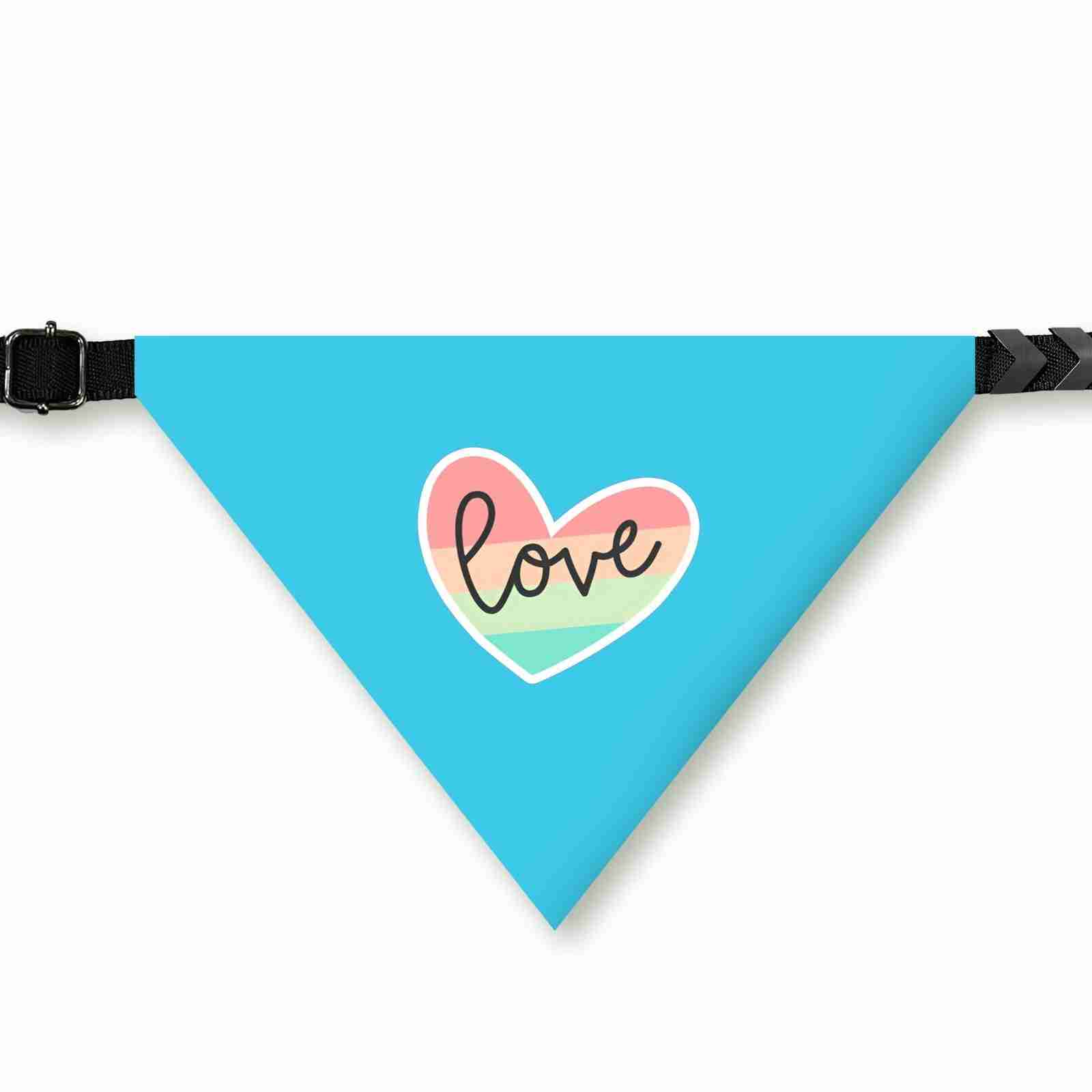 PawsIndia Pet Bandana - Love - Blue