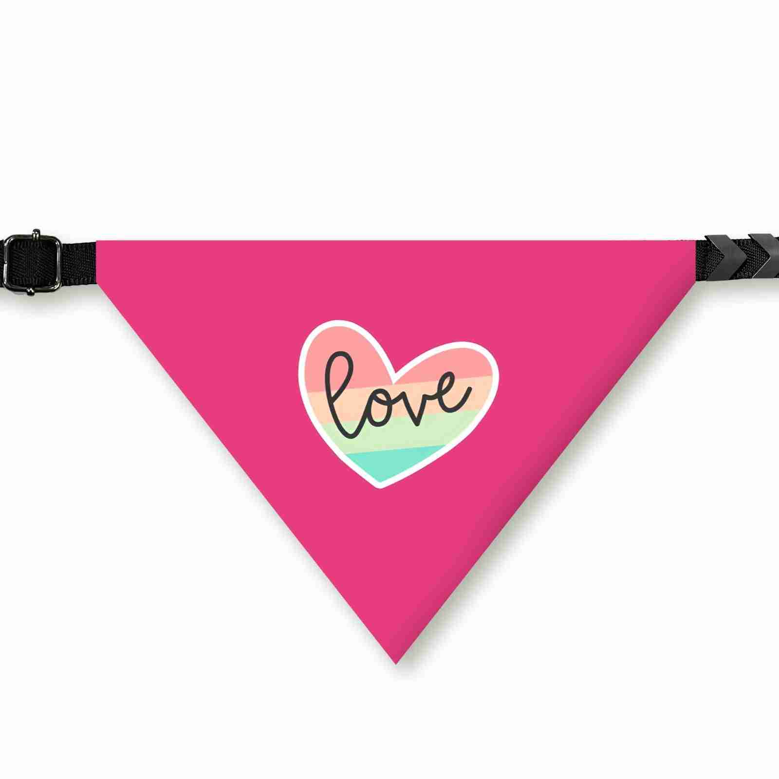 PawsIndia Pet Bandana - Love - Pink