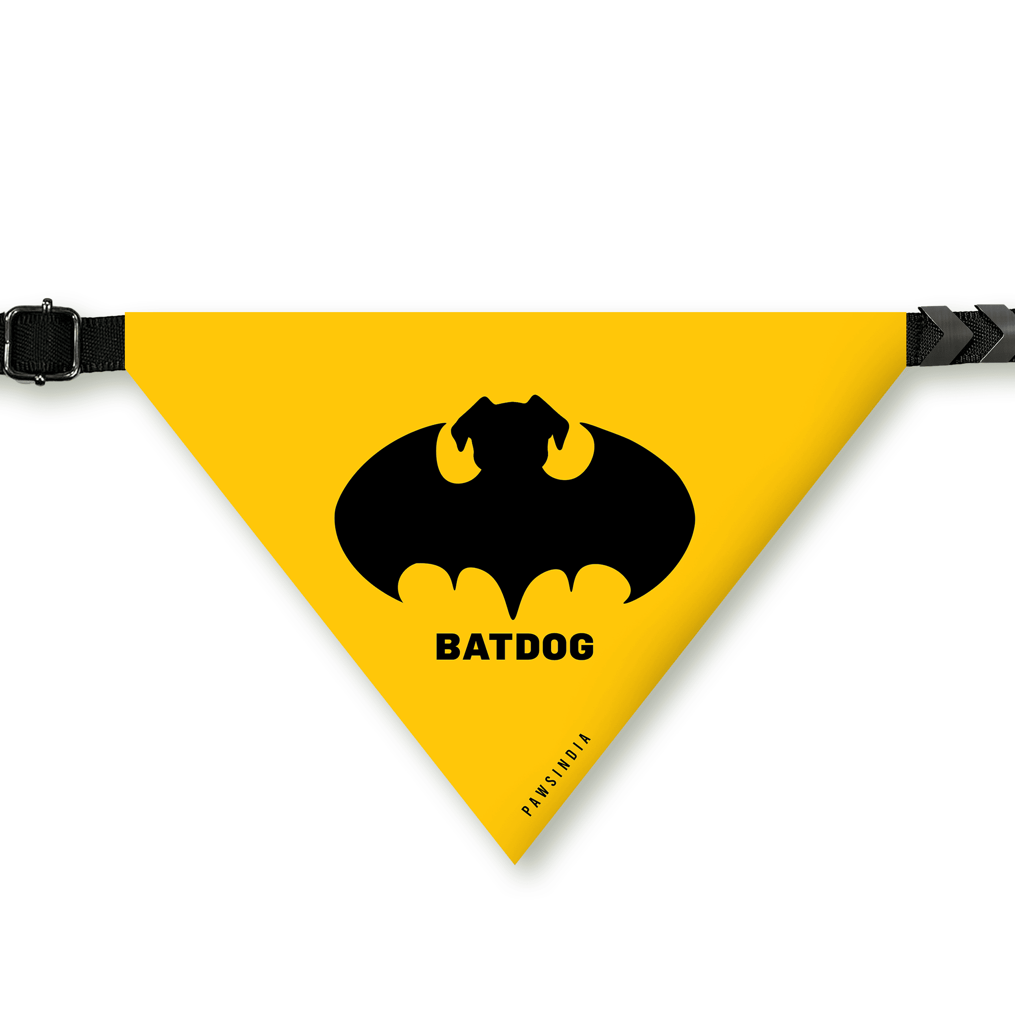 PawsIndia Dog Bandana - Bat Dog - Yellow