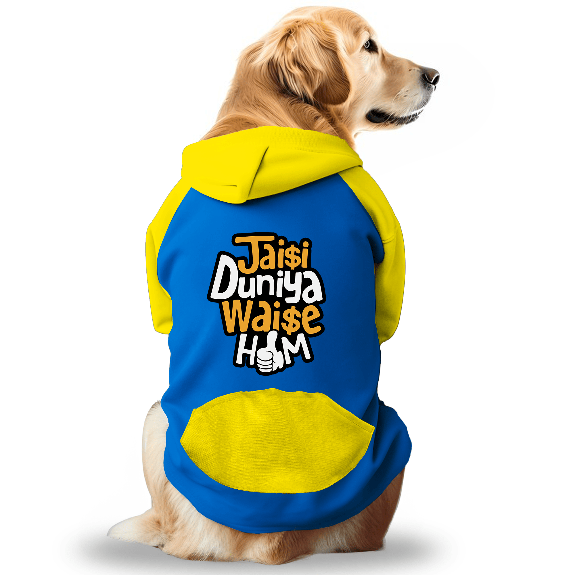 PawsIndia Dual Pattern Dog & Cat Hoodie - Jaisi Duniya Waise Hum (Blue)