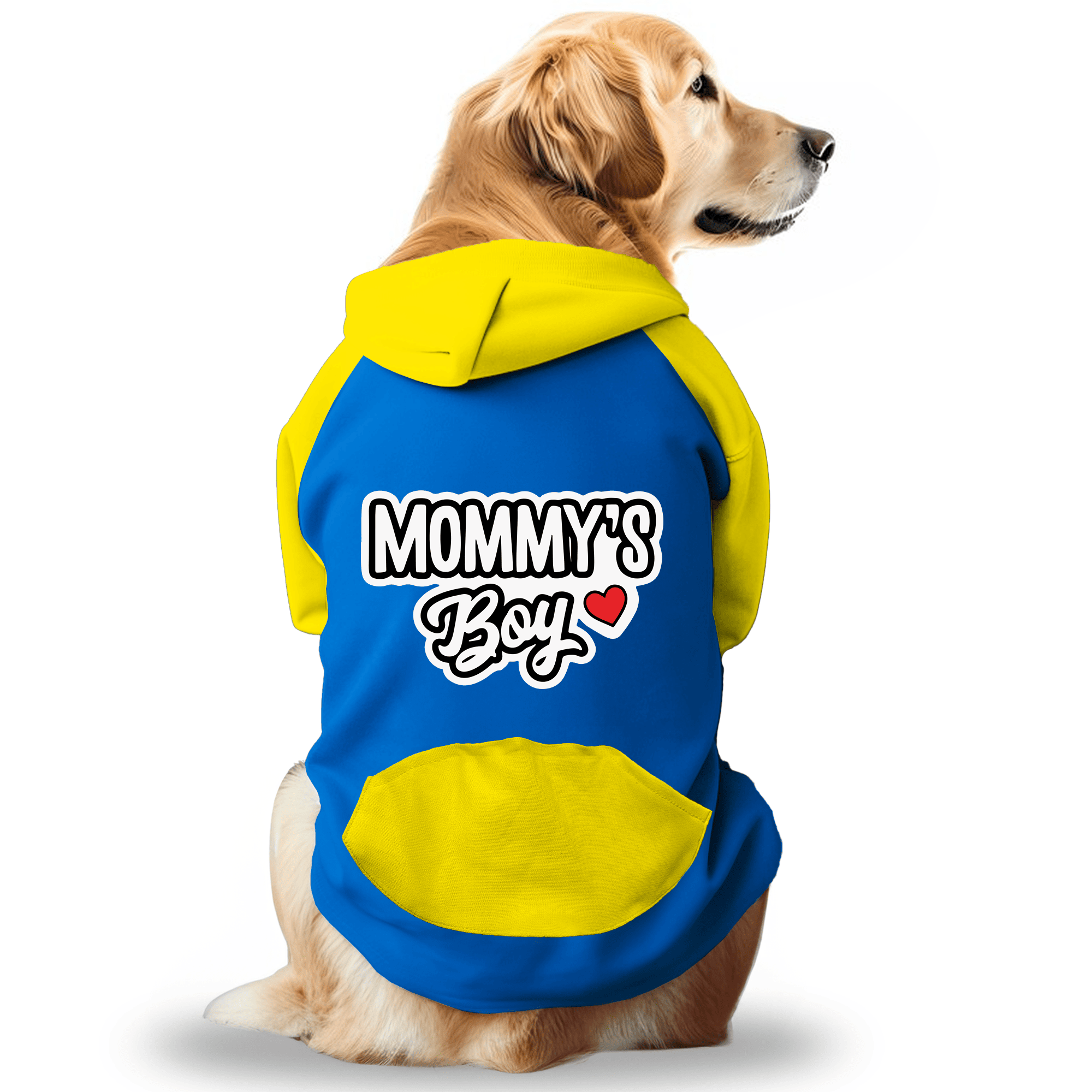 PawsIndia Dual Pattern Dog & Cat Hoodie - Mommy's Boy (Blue)