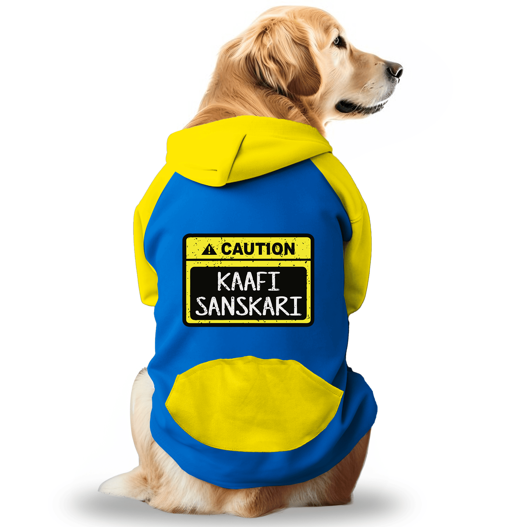 PawsIndia Dual Pattern Dog & Cat Hoodie - Kaafi Sanskari (Blue)