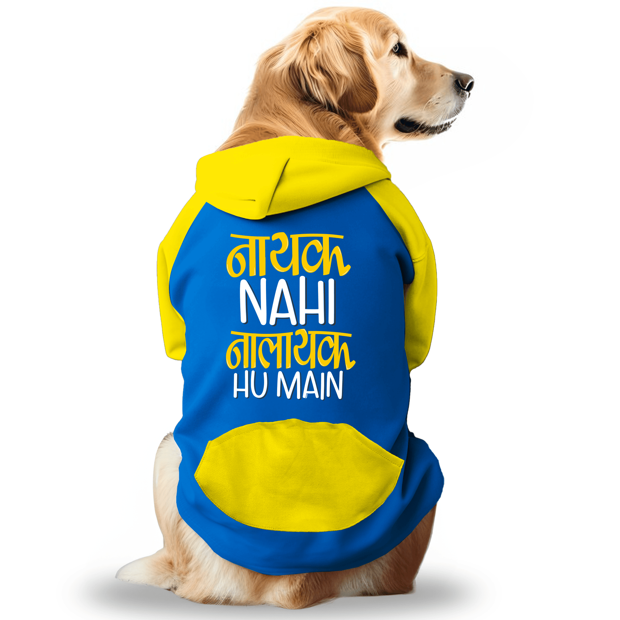 PawsIndia Dual Pattern Dog & Cat Hoodie - Nayak Nahi Nalayak Hu Main (Blue)