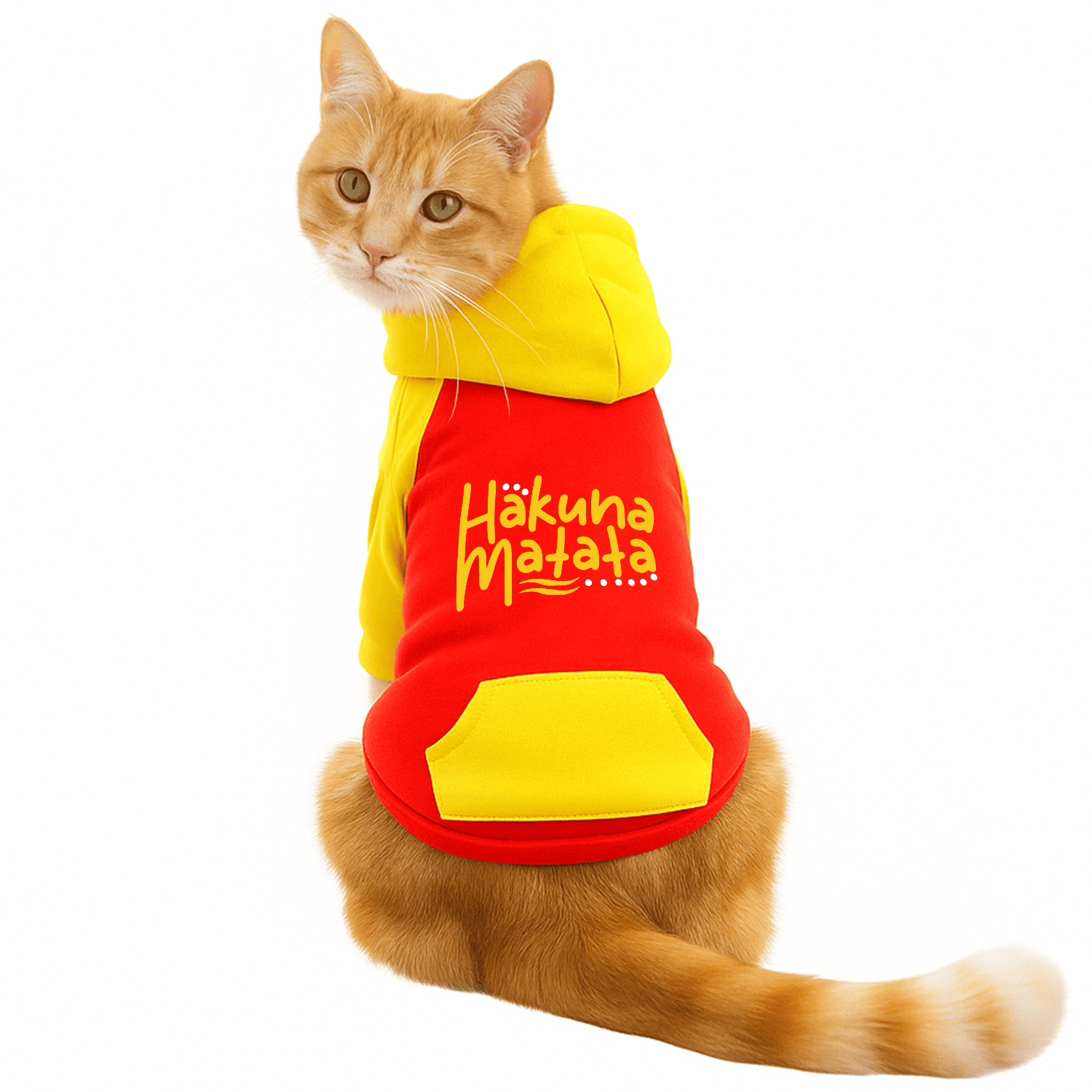 PawsIndia Dual Pattern Dog & Cat Hoodie - Hakuna Matata (Red)