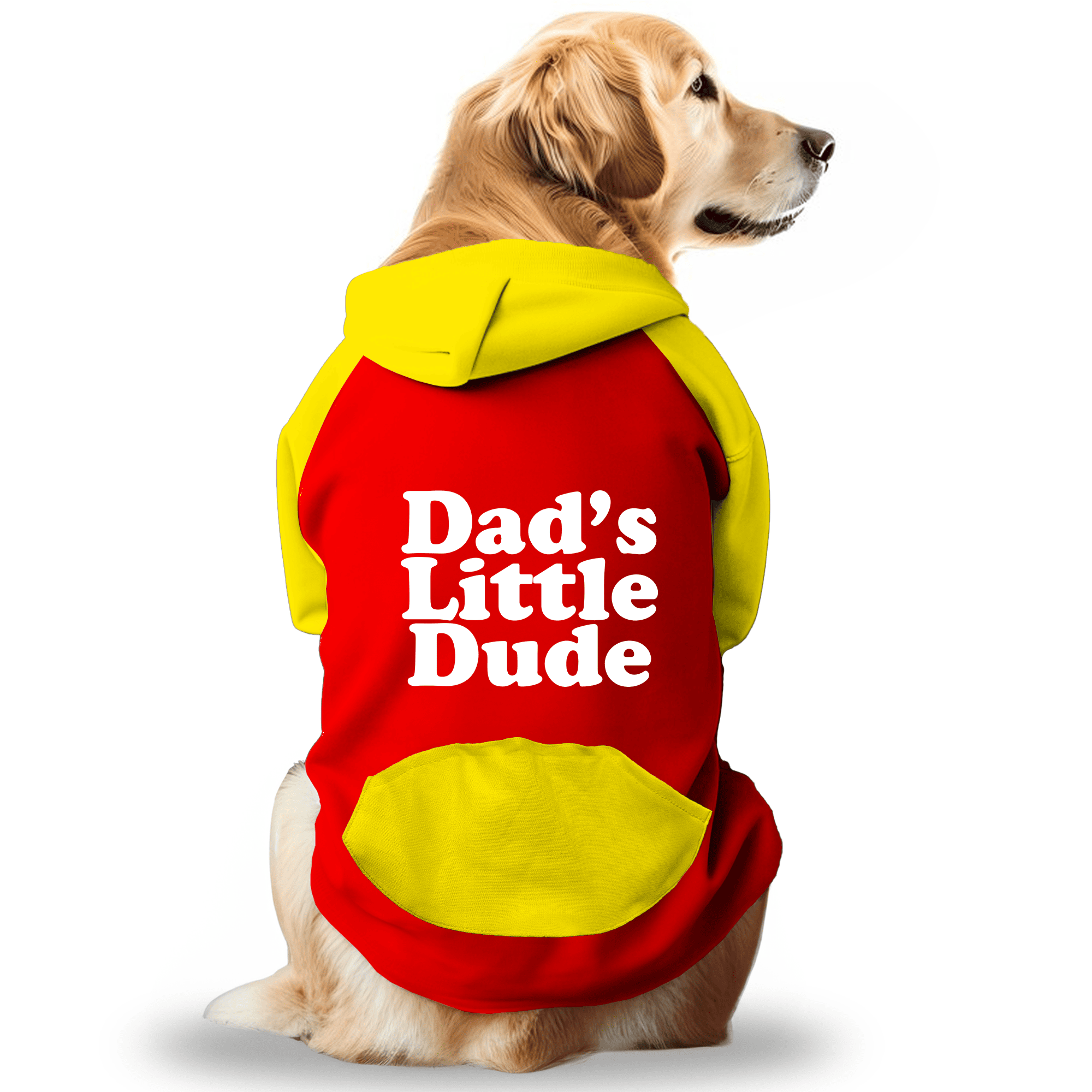 PawsIndia Dual Pattern Dog & Cat Hoodie - Dad's Little Dude (Red)