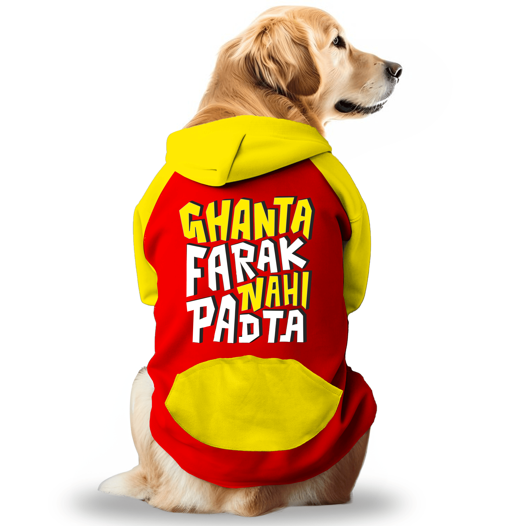 PawsIndia Dual Pattern Dog & Cat Hoodie - Ghanta Farak Nahi Padta (Red)