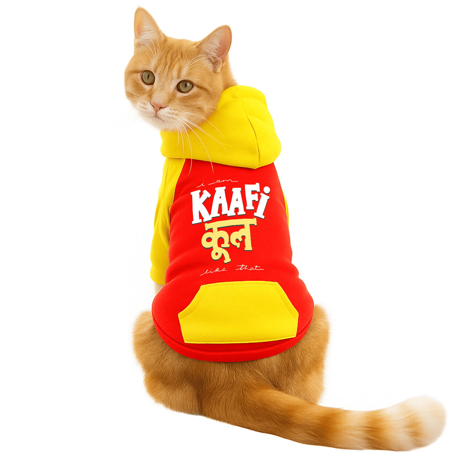 PawsIndia Dual Pattern Dog & Cat Hoodie - Kaafi Cool (Red)