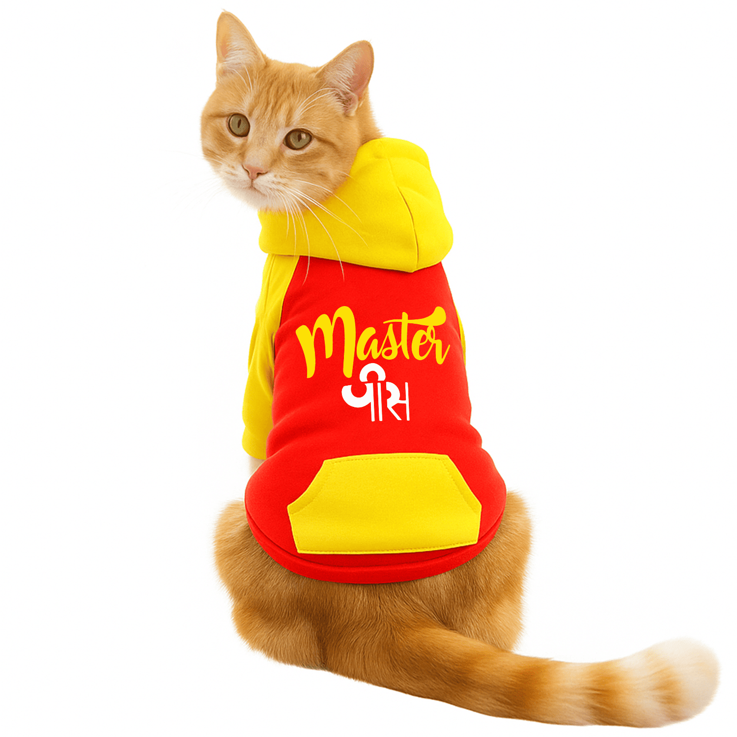 PawsIndia Dual Pattern Dog & Cat Hoodie - Master Piece (Red)