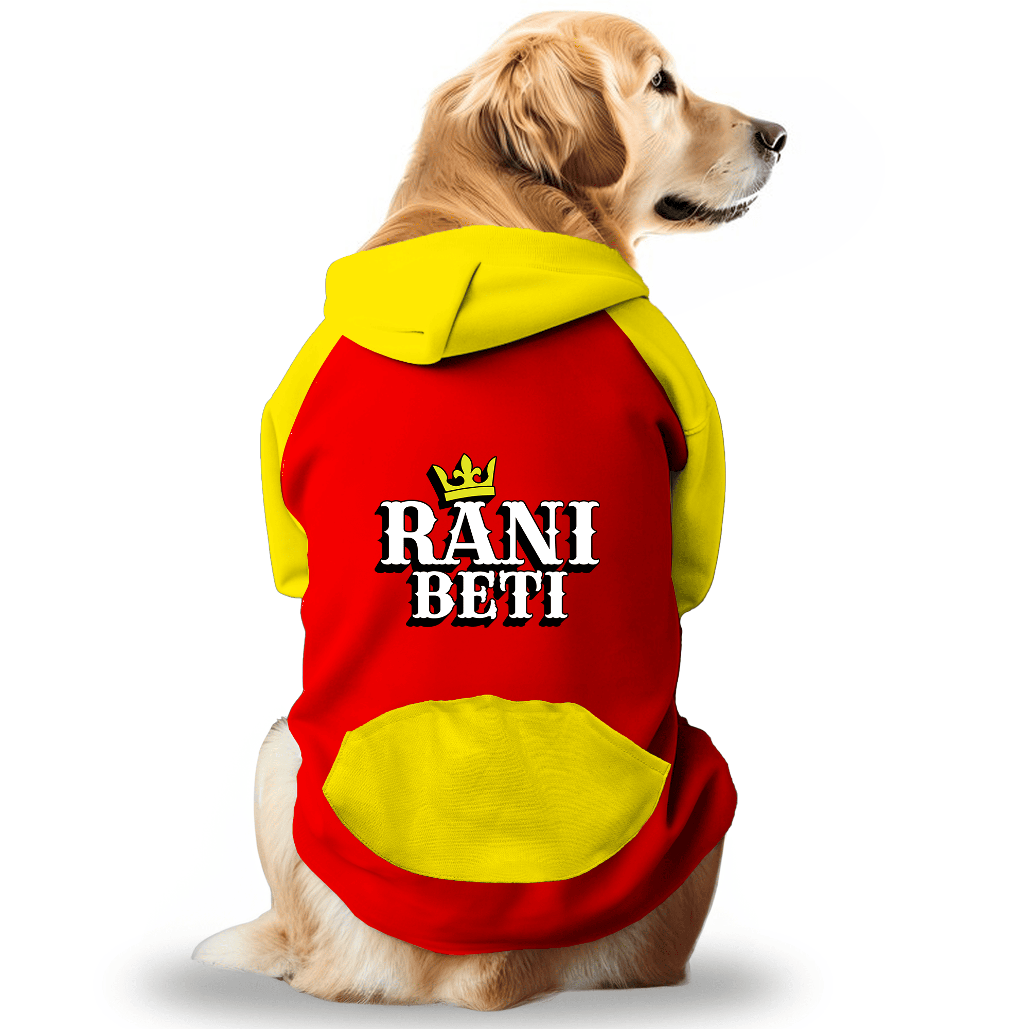 PawsIndia Dual Pattern Dog & Cat Hoodie - Rani Beti (Red)