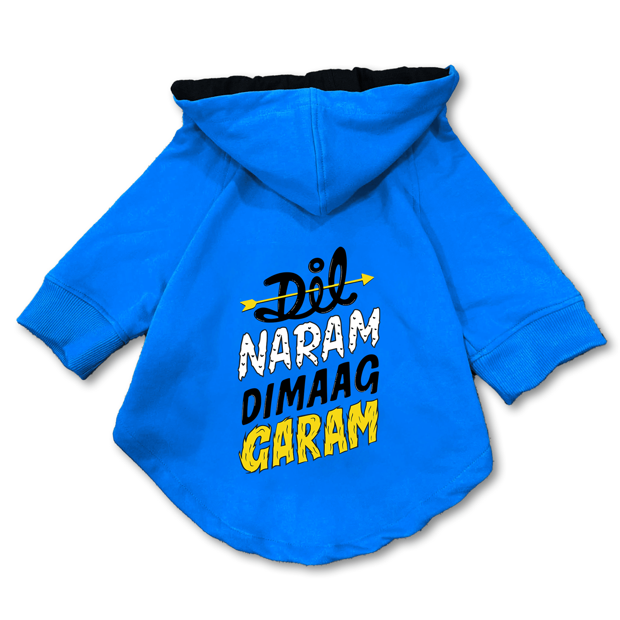 Pawsindia Dog & Cat Hoodie - Dil Naram Dimag Garam (Blue)
