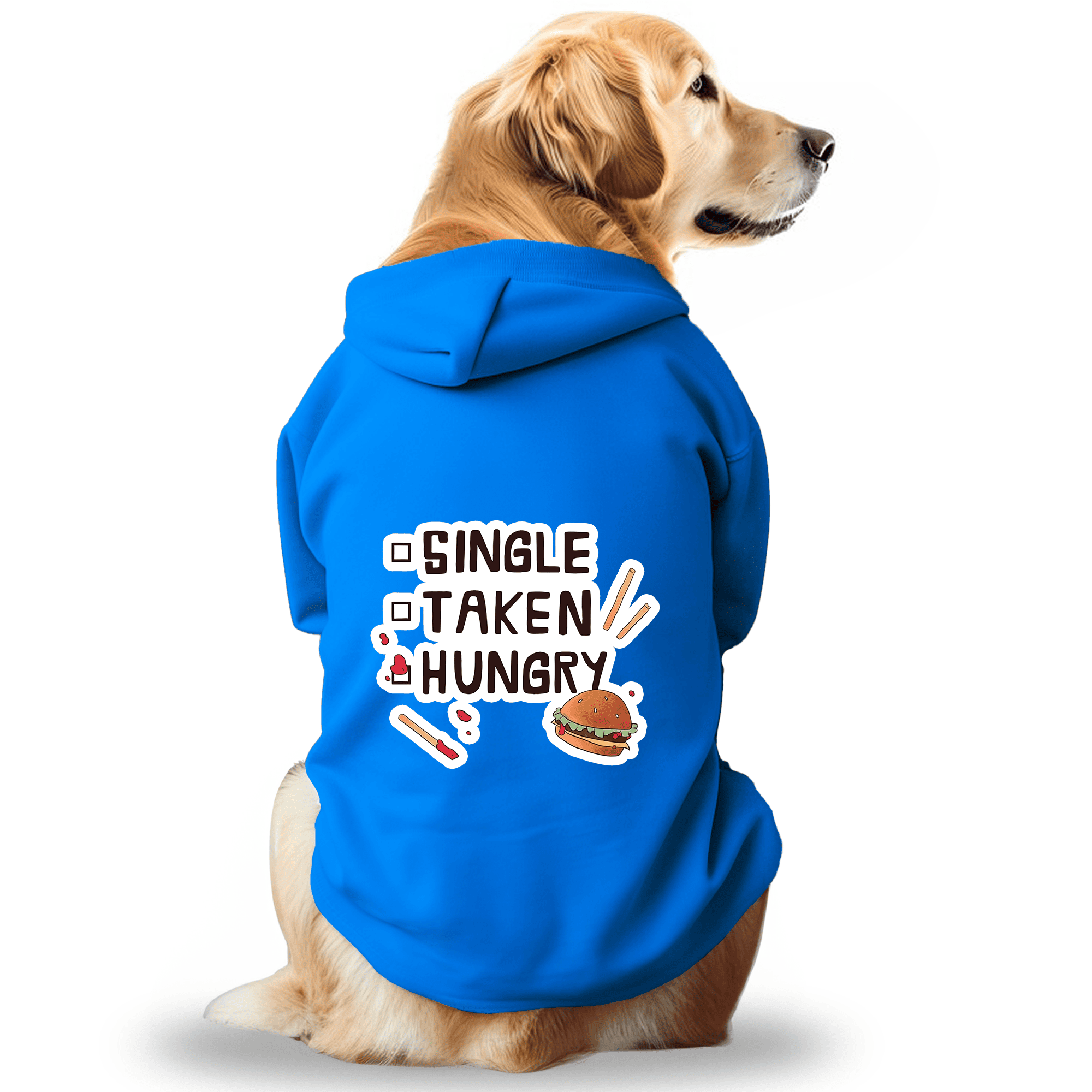 Pawsindia Dog & Cat Hoodie - Single Taken Hungry (Blue)