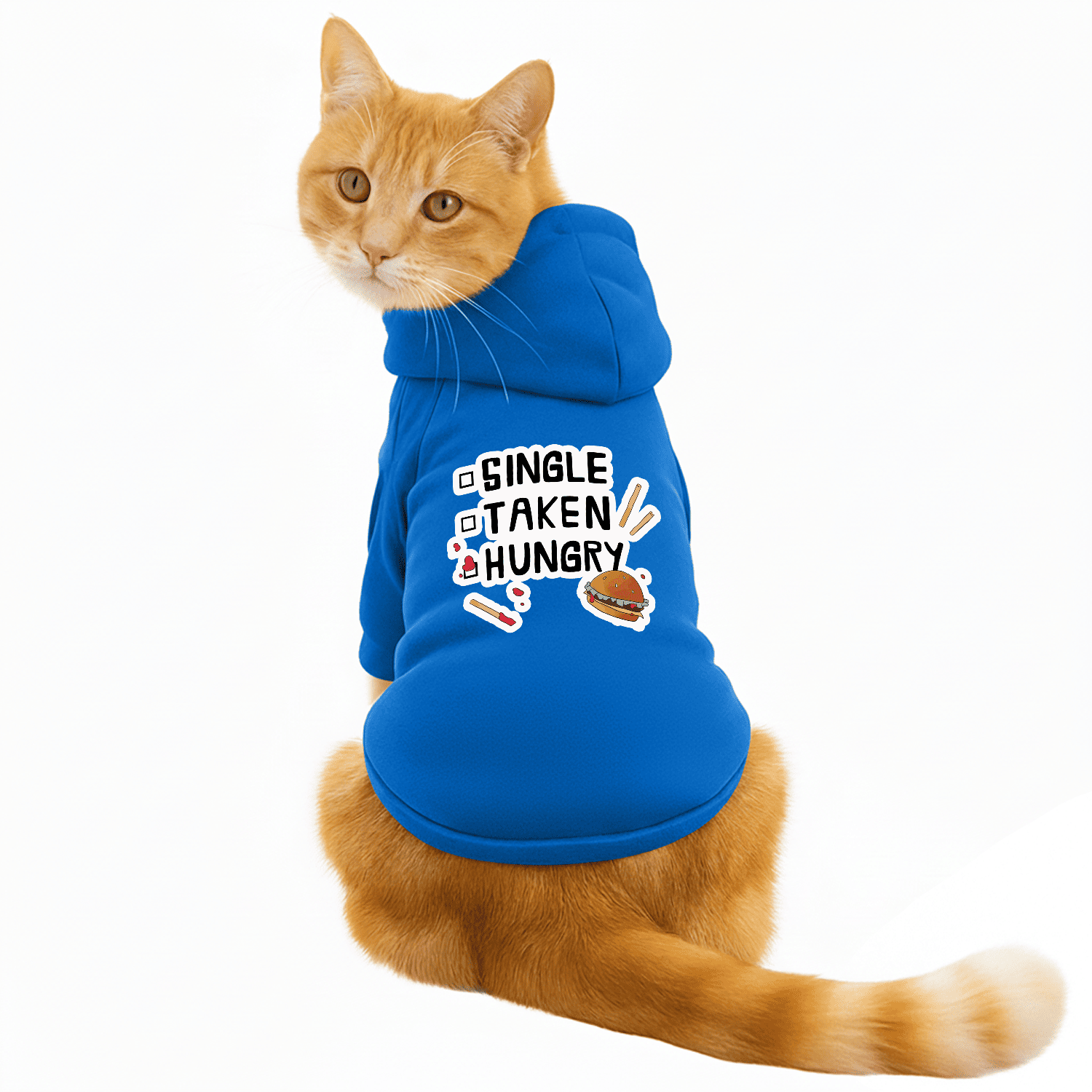 Pawsindia Dog & Cat Hoodie - Single Taken Hungry (Blue)