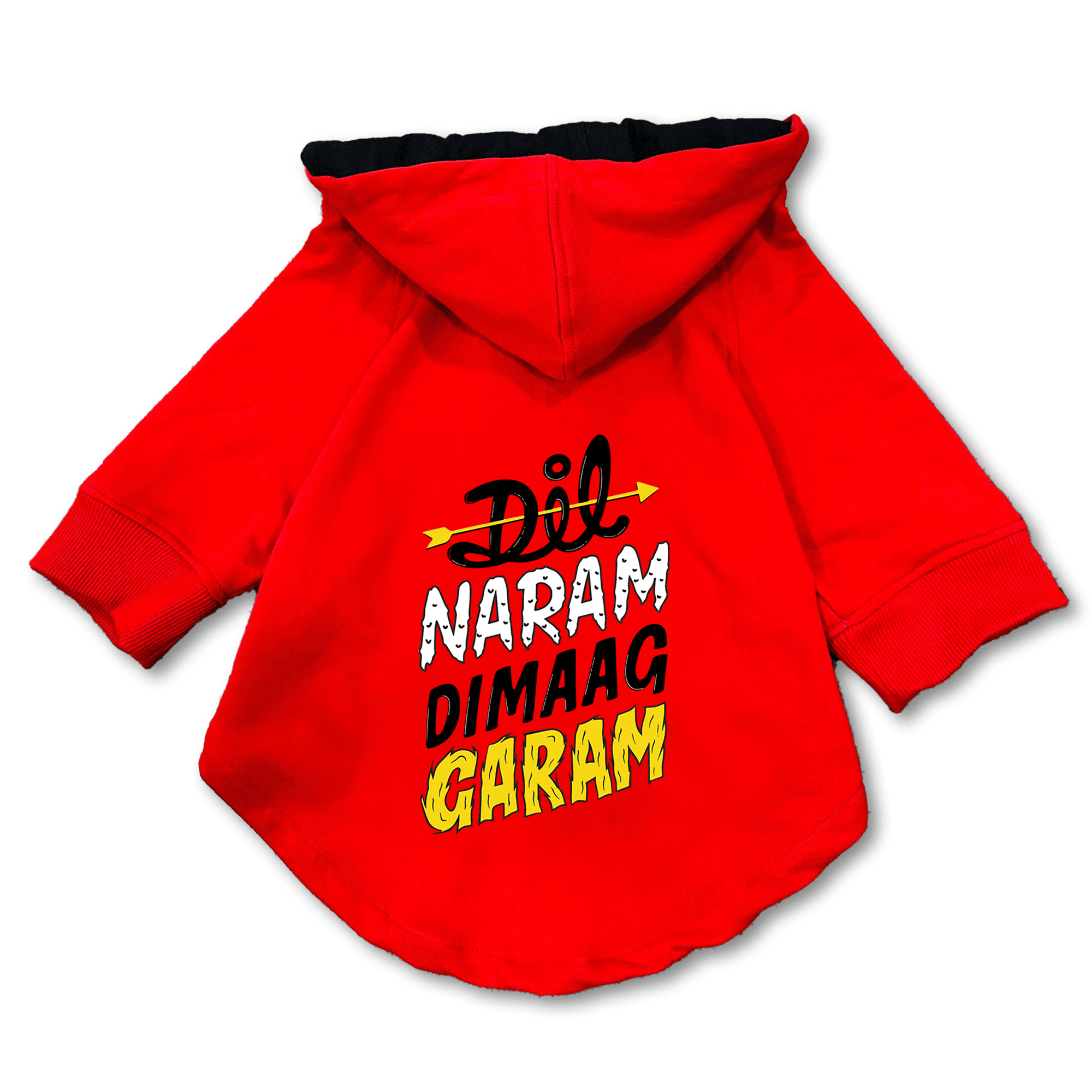 Pawsindia Dog & Cat Hoodie - Dil Naram Dimag Garam (Red)