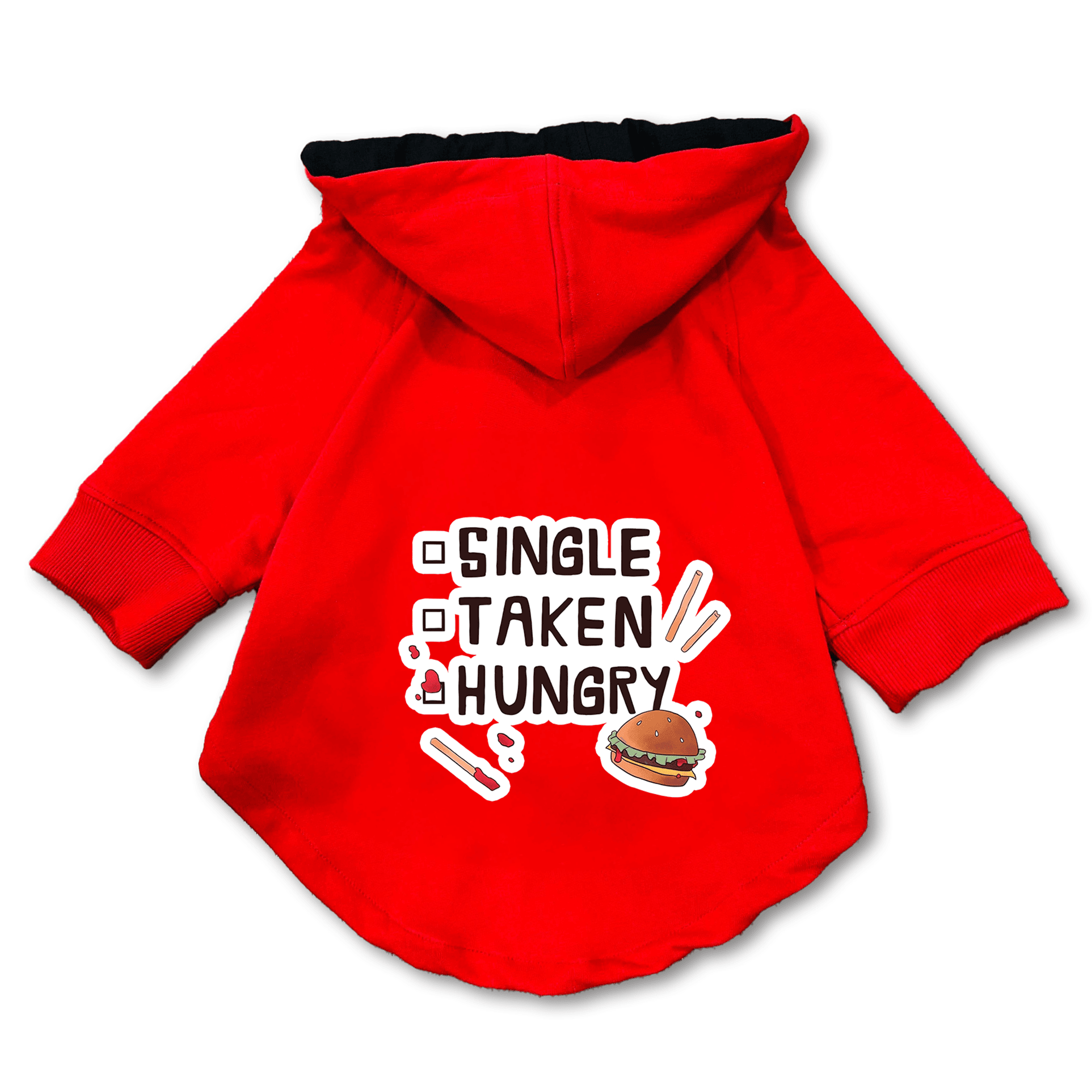 Pawsindia Dog & Cat Hoodie - Single Taken Hungry (Red)