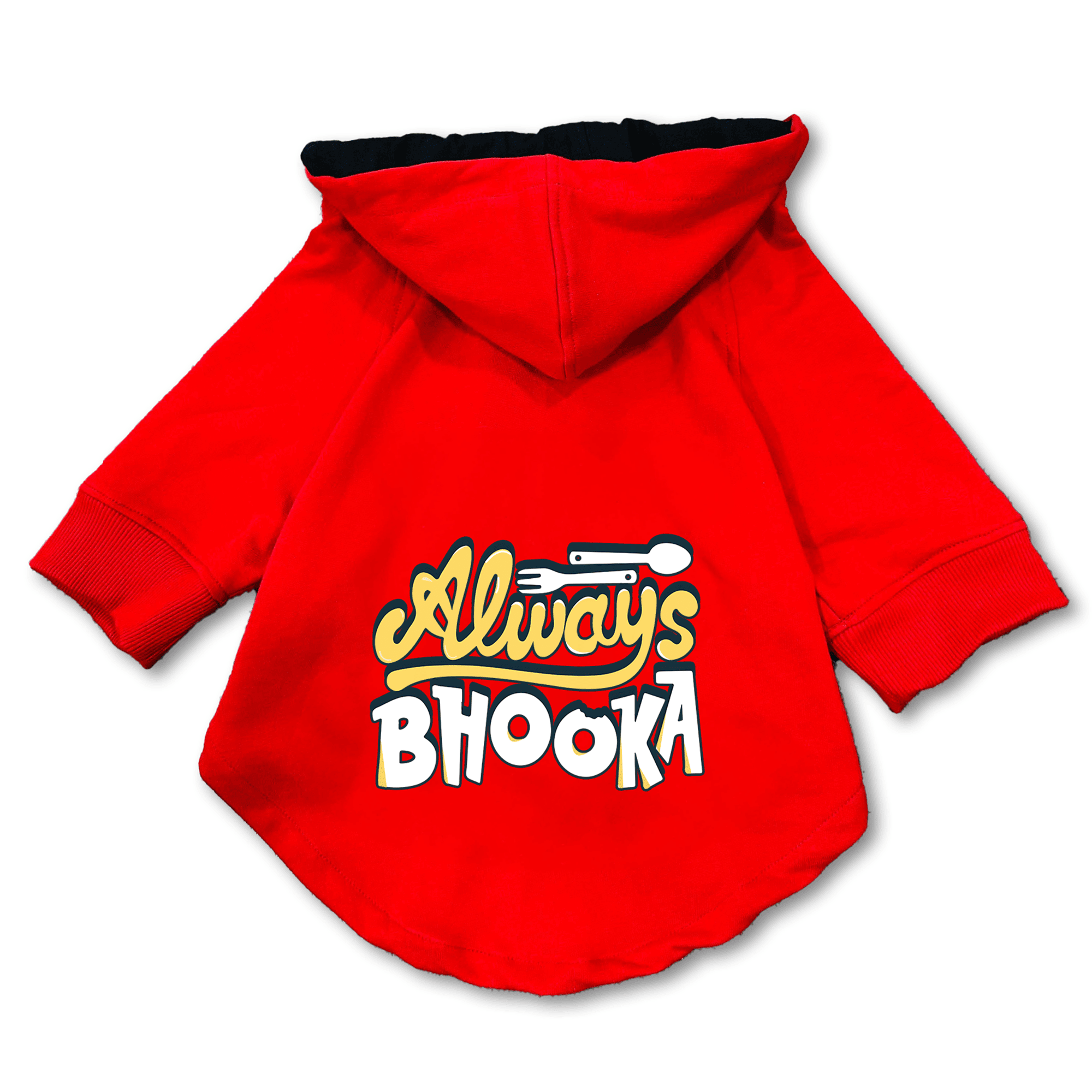 Pawsindia Dog & Cat Hoodie - Always Bhooka (Red)