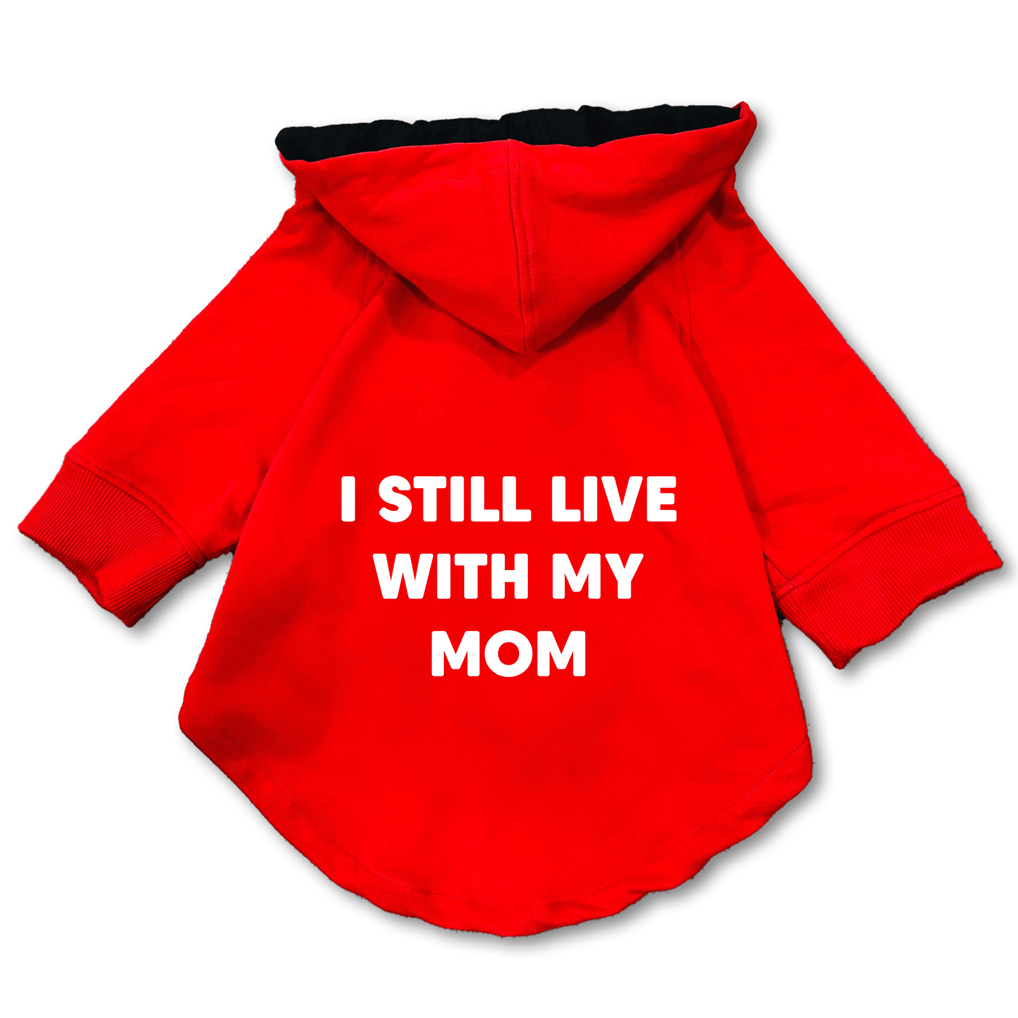 Pawsindia Dog & Cat Hoodie - I still Live With My Mom (Red)