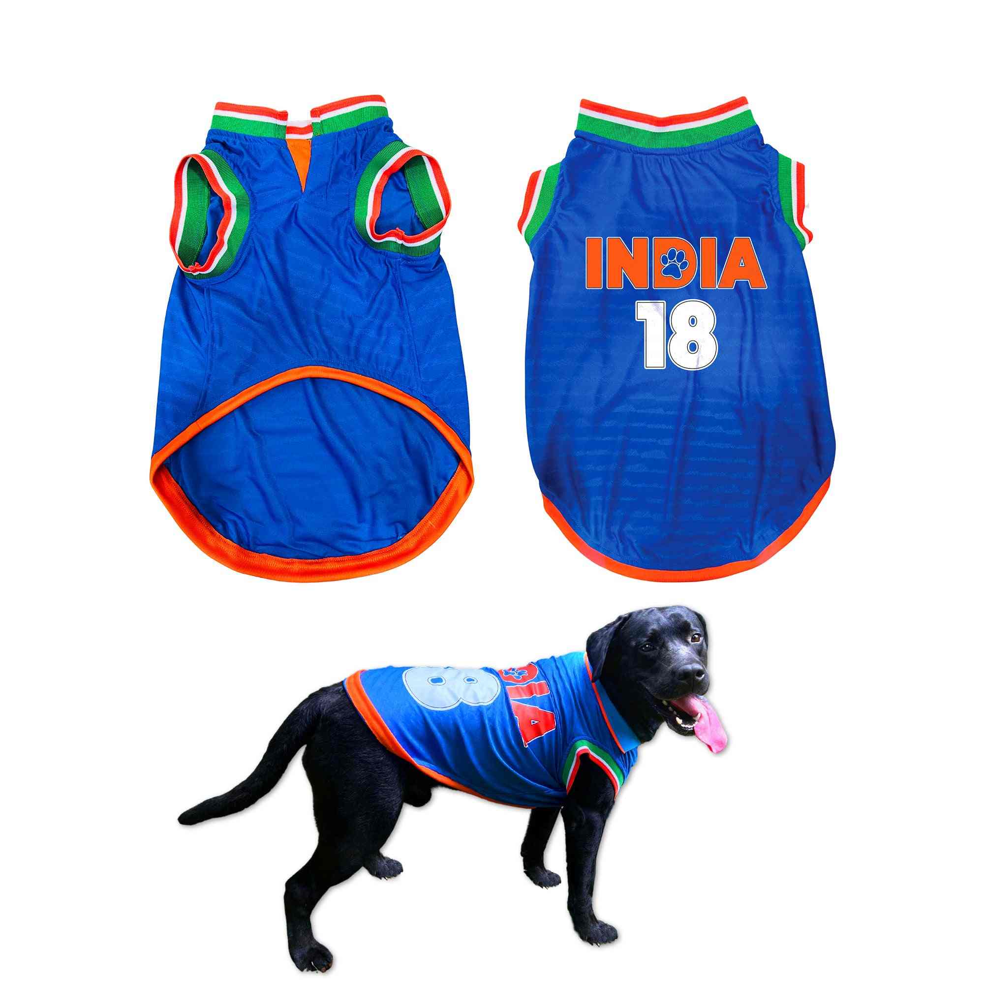 Pawsindia Dog & Cat Indian Cricket Jersey Round Neck