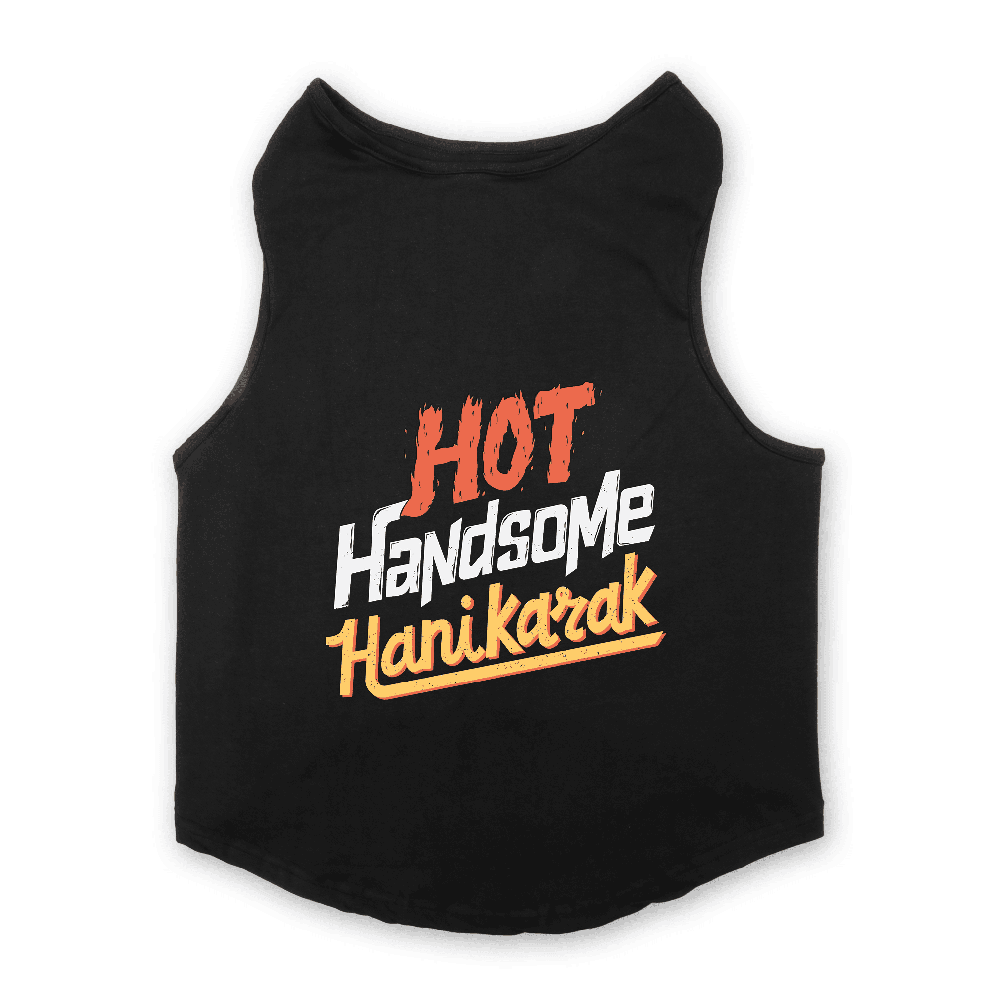 PawsIndia Sleeveless Printed Dog T-Shirt - Hot-Handsome-Hanikark (Black)