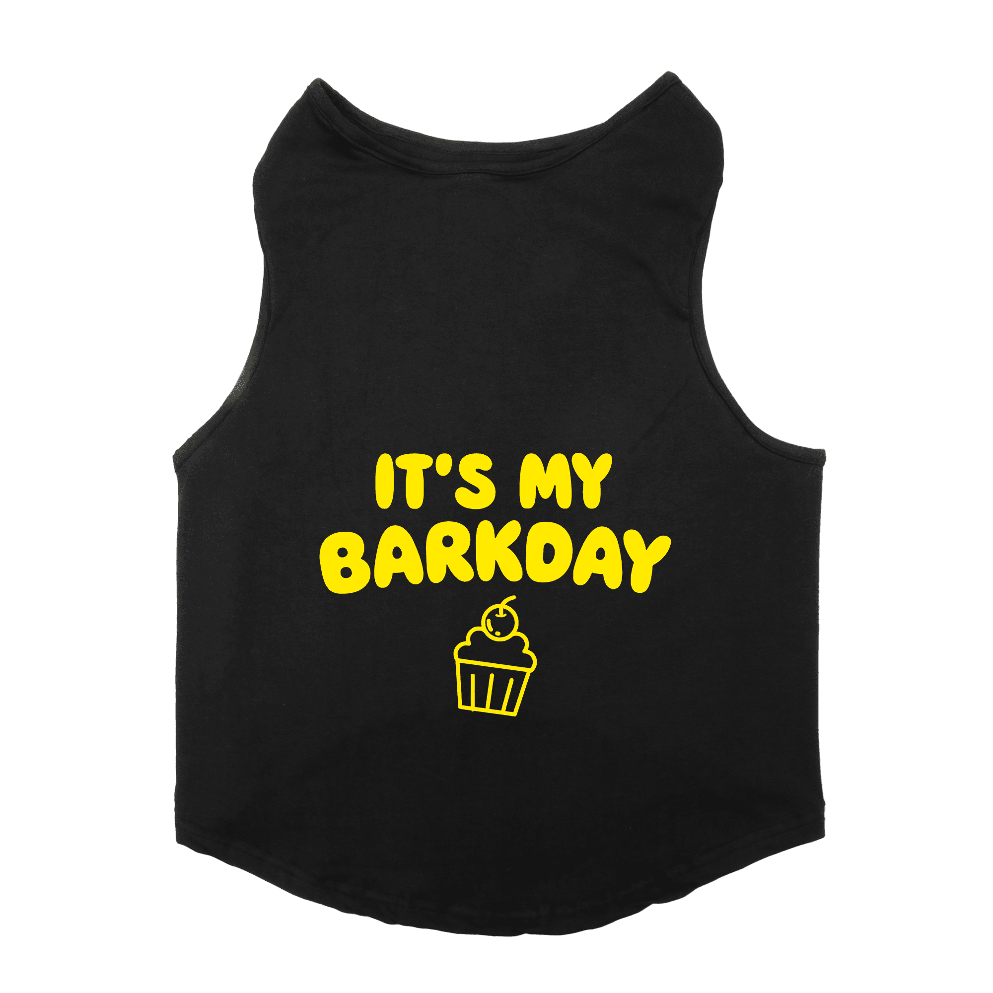PawsIndia Sleeveless Printed Dog T-Shirt - Its My Barkday (Black)
