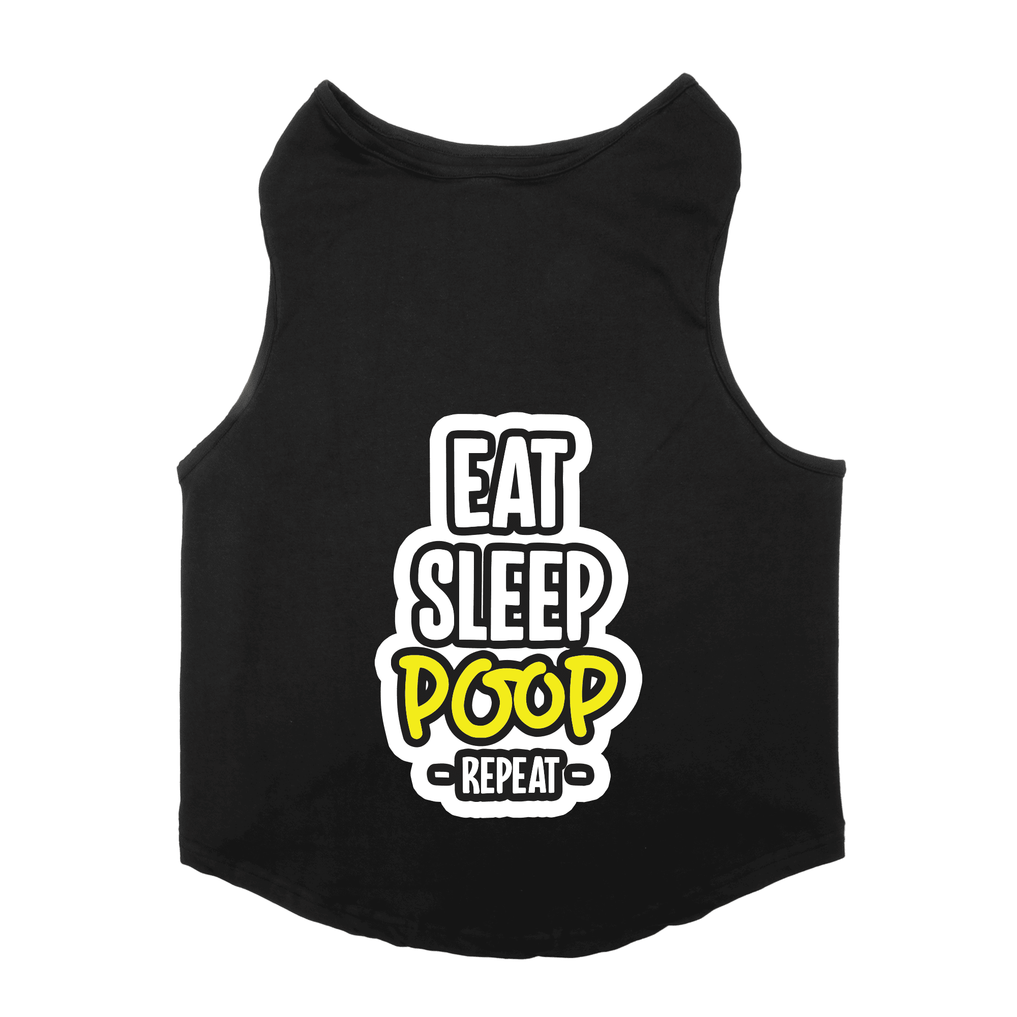 PawsIndia Sleeveless Printed Dog T-Shirt - Eat-Sleep-Poop (Black)