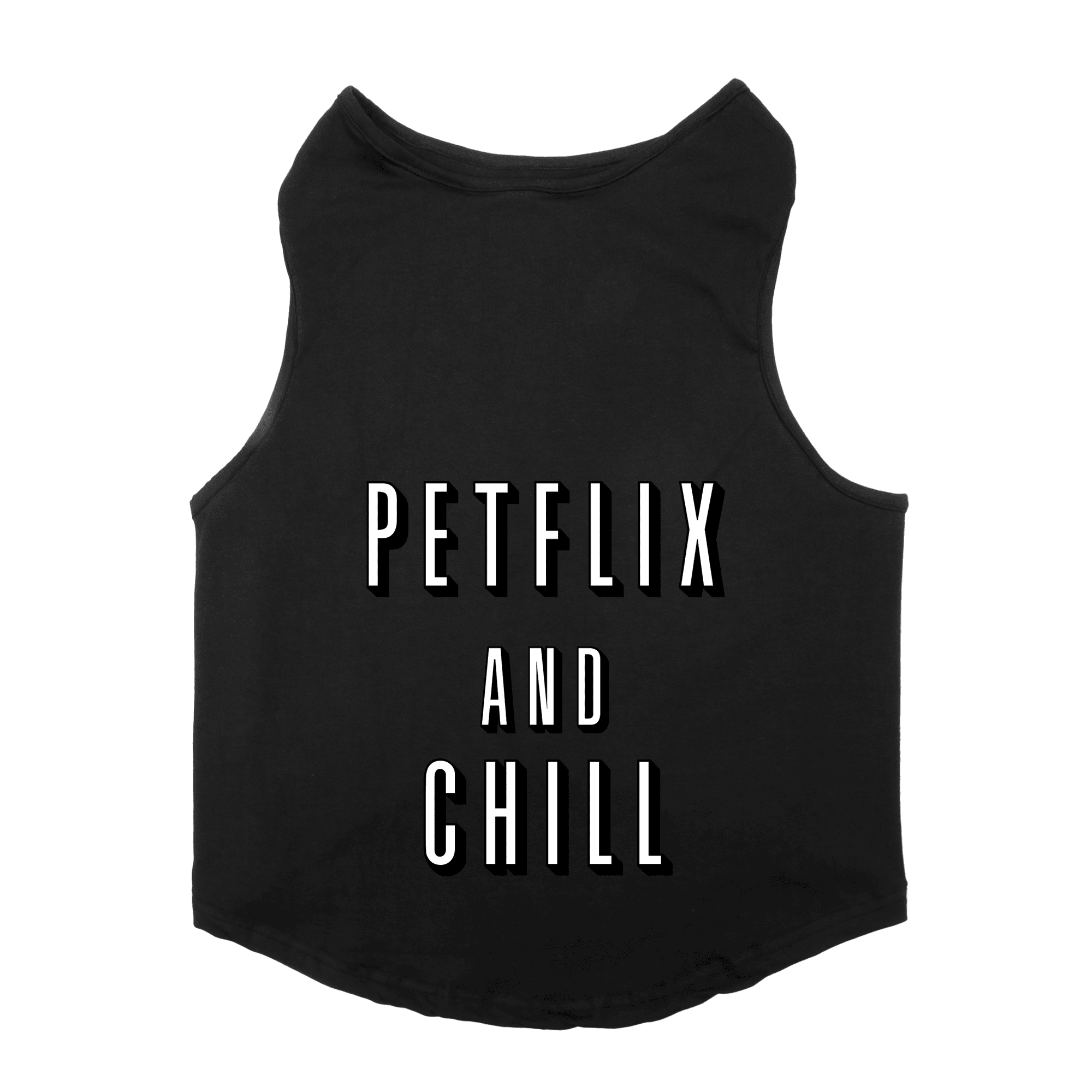 PawsIndia Sleeveless Printed Dog T-Shirt - Petflix & Chill (Black)