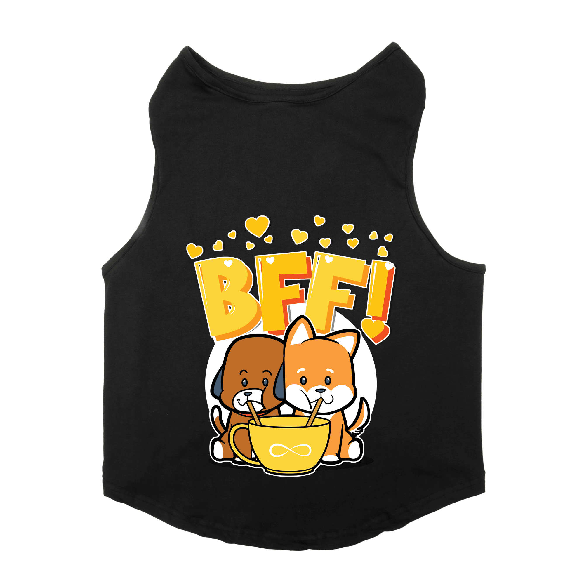 PawsIndia Sleeveless Printed Dog T-Shirt - BFF (Black)