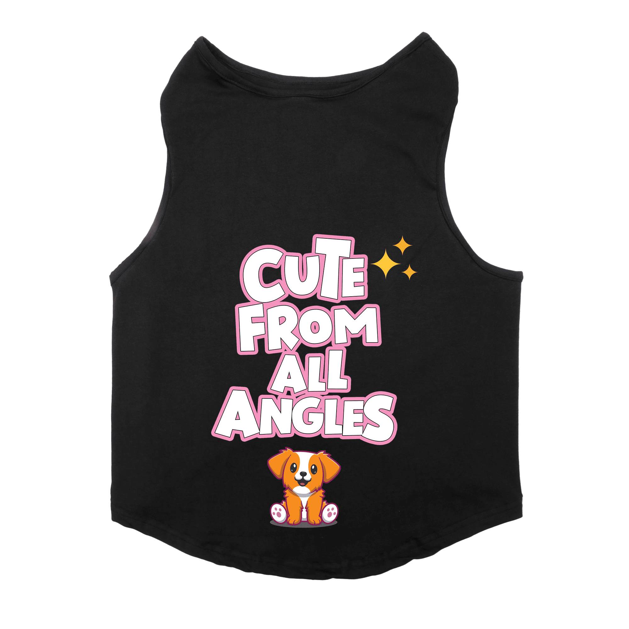 PawsIndia Sleeveless Printed Dog T-Shirt - Cute From All Angles (Black)
