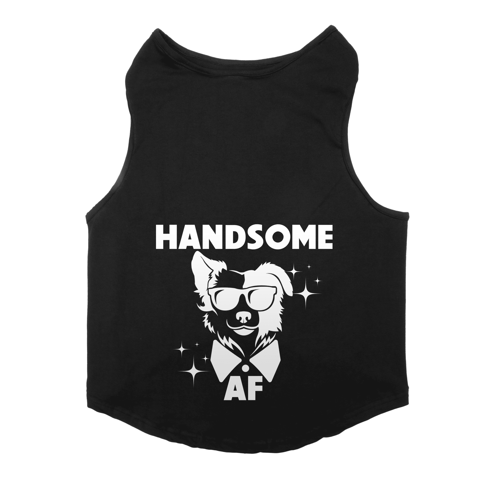 PawsIndia Sleeveless Printed Dog T-Shirt - Handsome (Black)