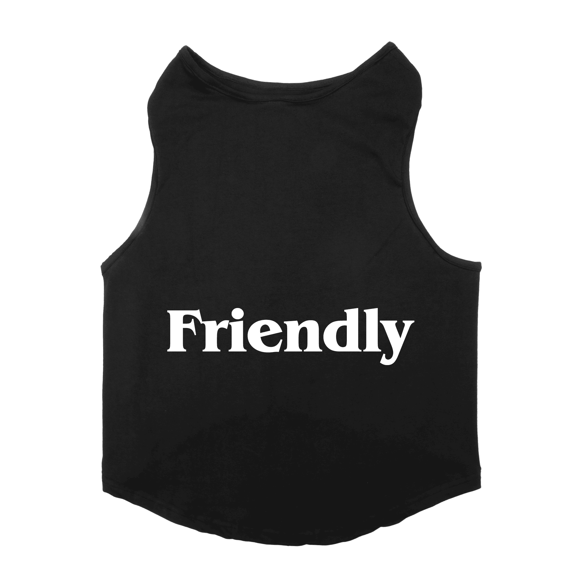 PawsIndia Sleeveless Printed Dog T-Shirt - Friendly (Black)