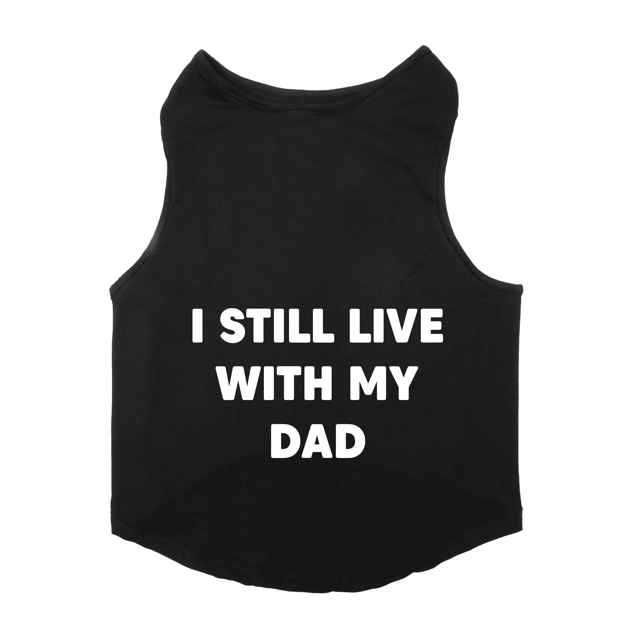 PawsIndia Sleeveless Printed Dog T-Shirt - I Still Live With My Dad (Black)
