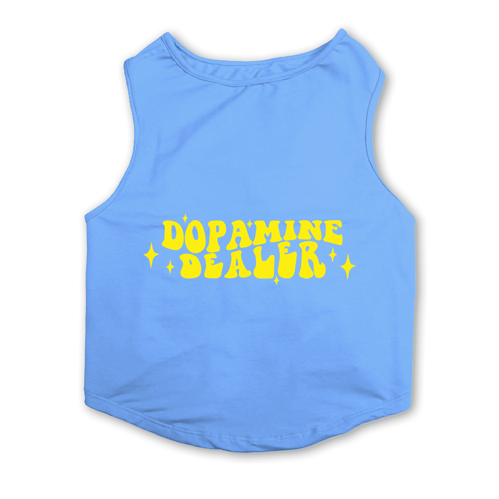 PawsIndia Sleeveless Printed Dog T-Shirt - Dopamine Dealer (Blue)