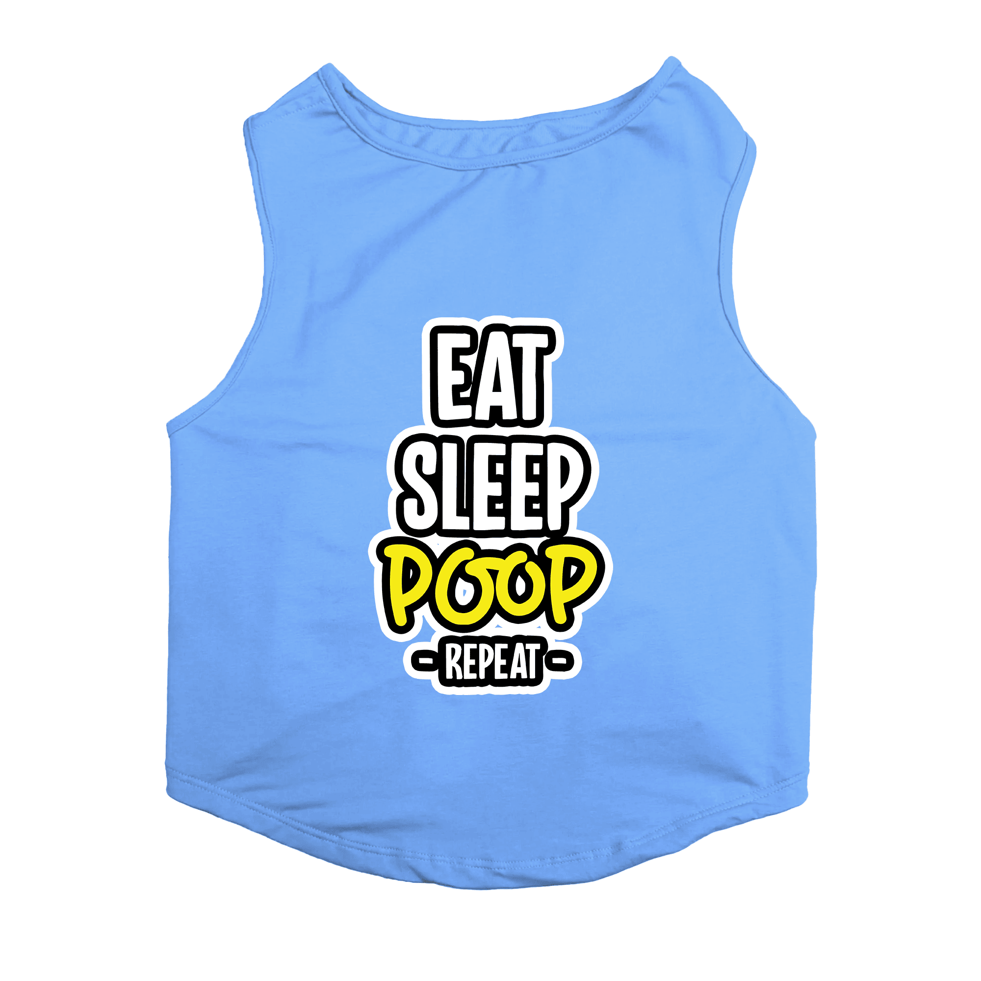 PawsIndia Sleeveless Printed Dog T-Shirt - Eat-Sleep-Poop (Blue)