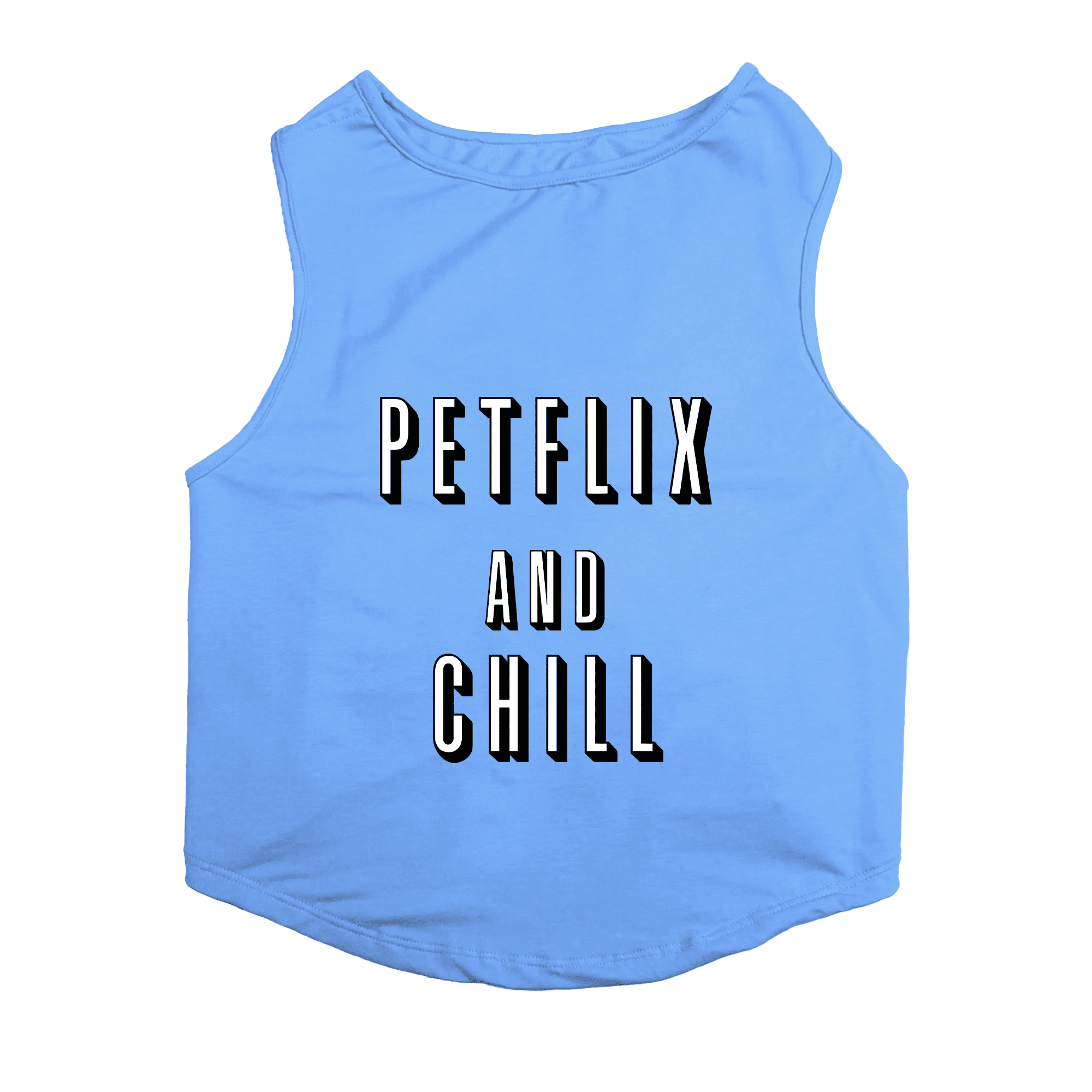 PawsIndia Sleeveless Printed Dog T-Shirt - Petflix & Chill (Blue)