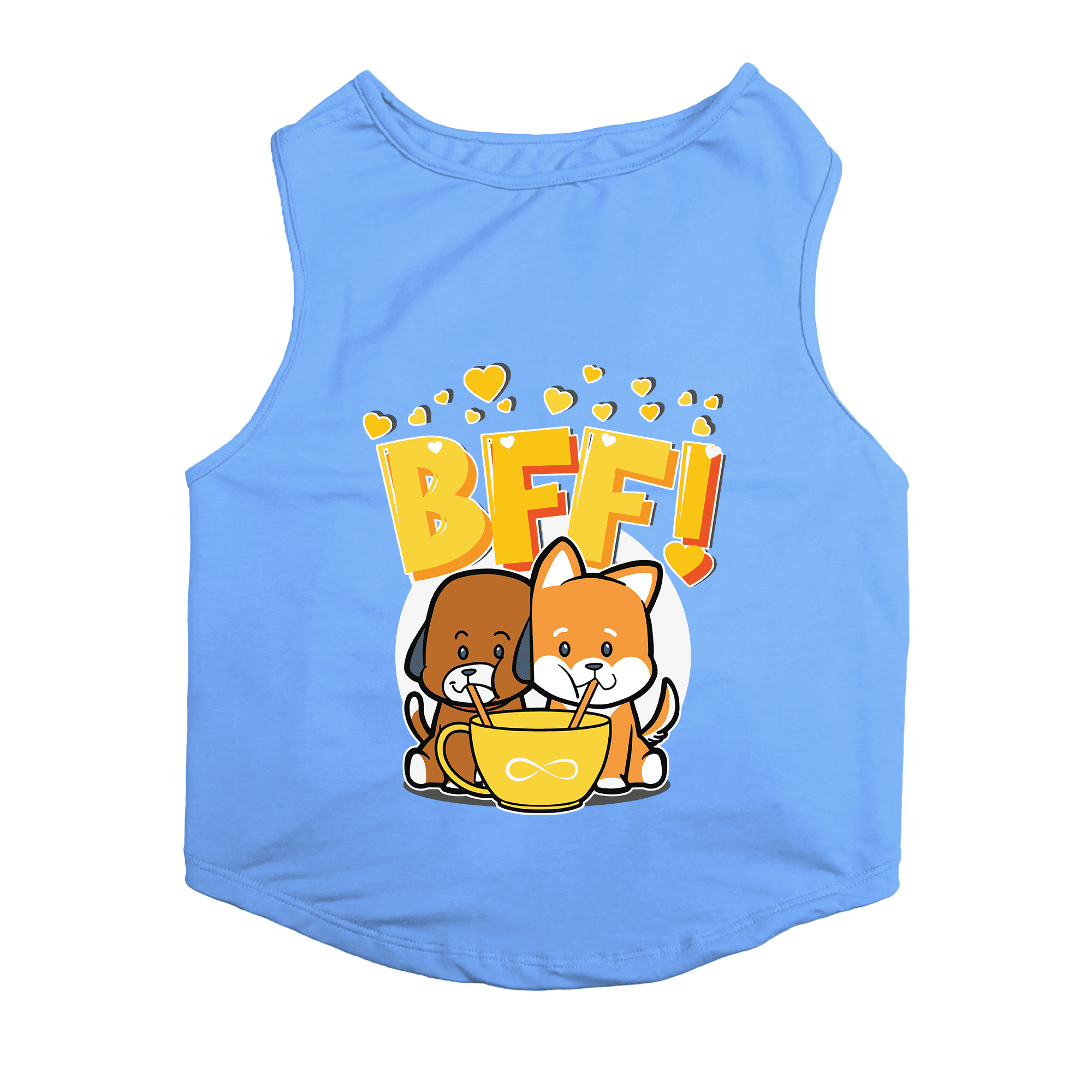 PawsIndia Sleeveless Printed Dog T-Shirt - BFF (Blue)