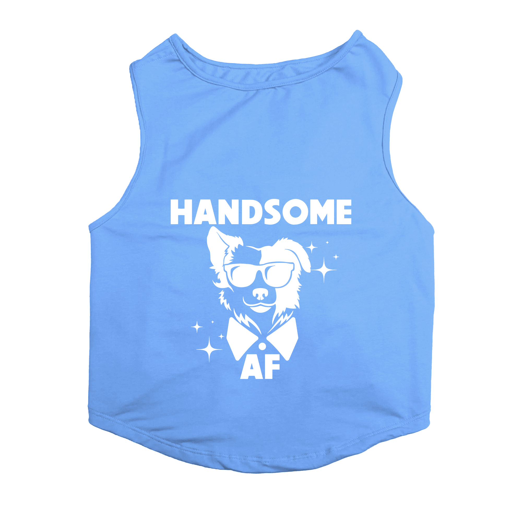 PawsIndia Sleeveless Printed Dog T-Shirt - Handsome (Blue)
