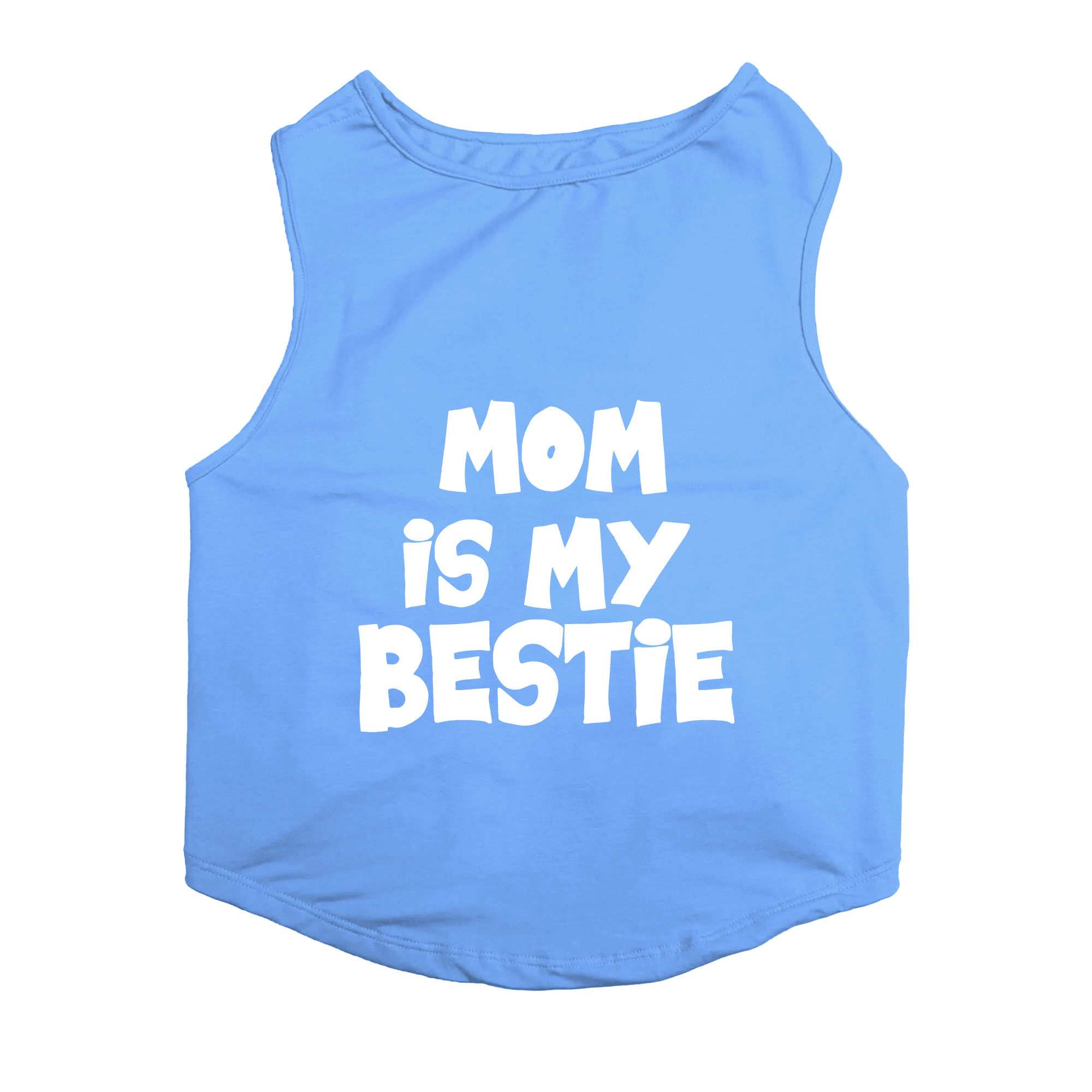 PawsIndia Sleeveless Printed Dog T-Shirt - Mom is My Bestie (Blue)