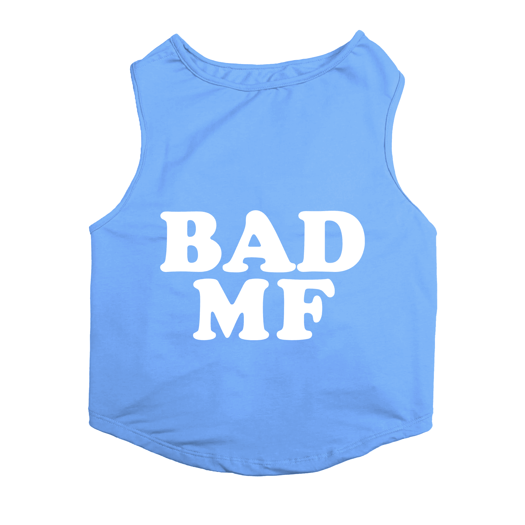 PawsIndia Sleeveless Printed Dog T-Shirt - Bad MF (Blue)