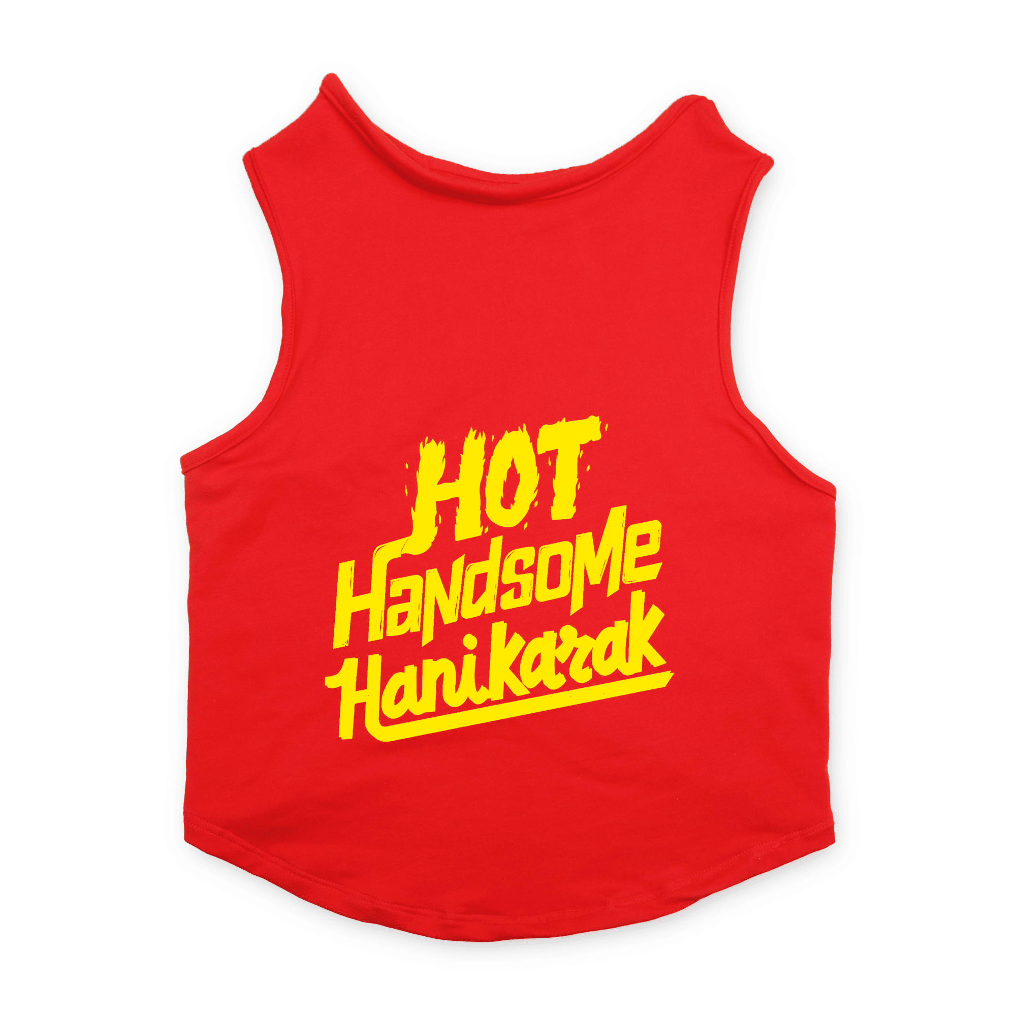PawsIndia Sleeveless Printed Dog T-Shirt - Hot-Handsome-Hanikark (Red)