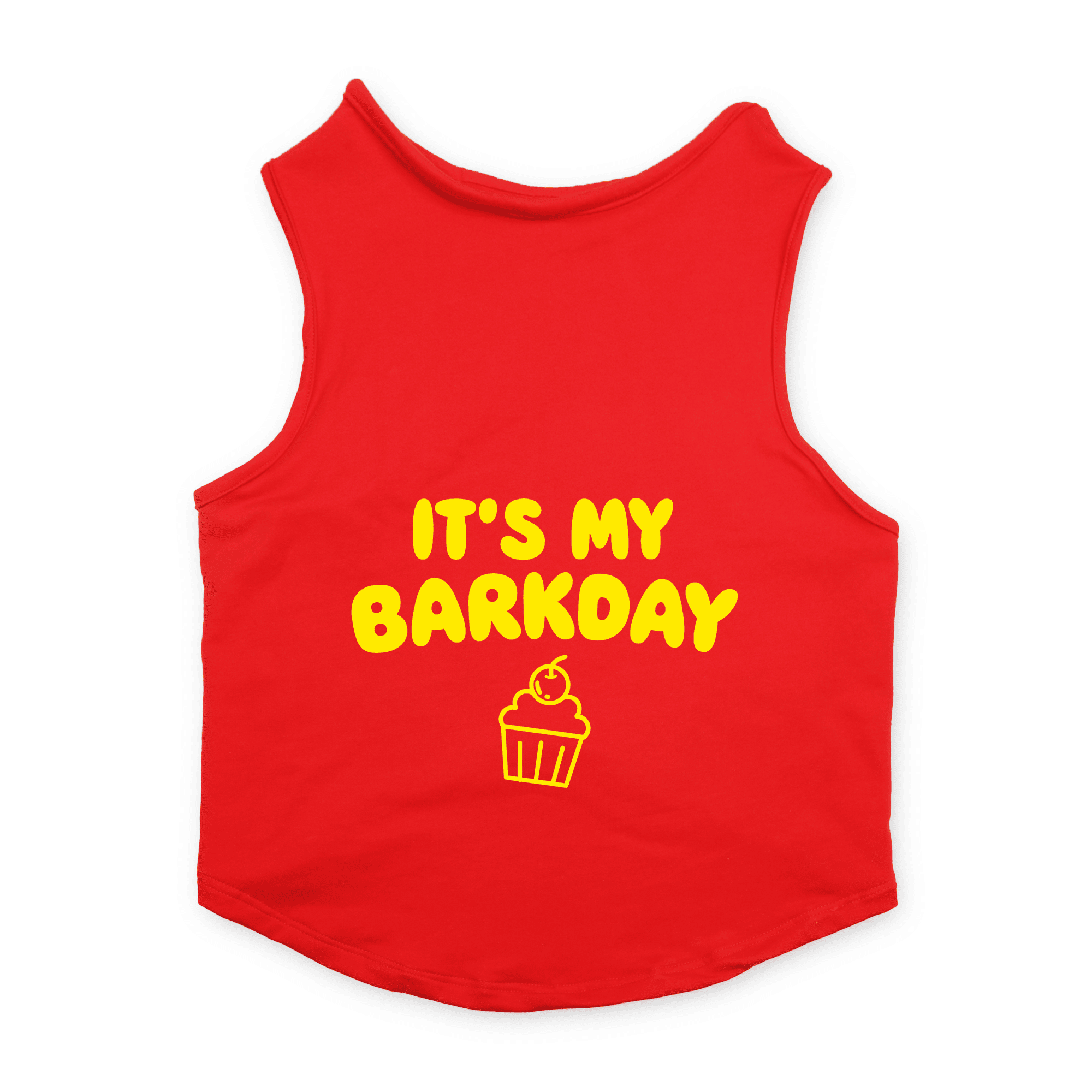 PawsIndia Sleeveless Printed Dog T-Shirt - Its My Barkday (Red)
